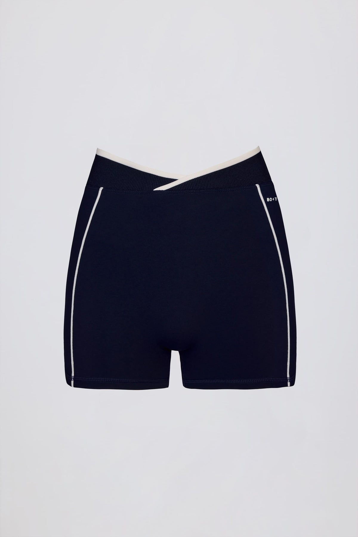 Soft Active Wrapover Contrast Mini Shorts In Classic Navy