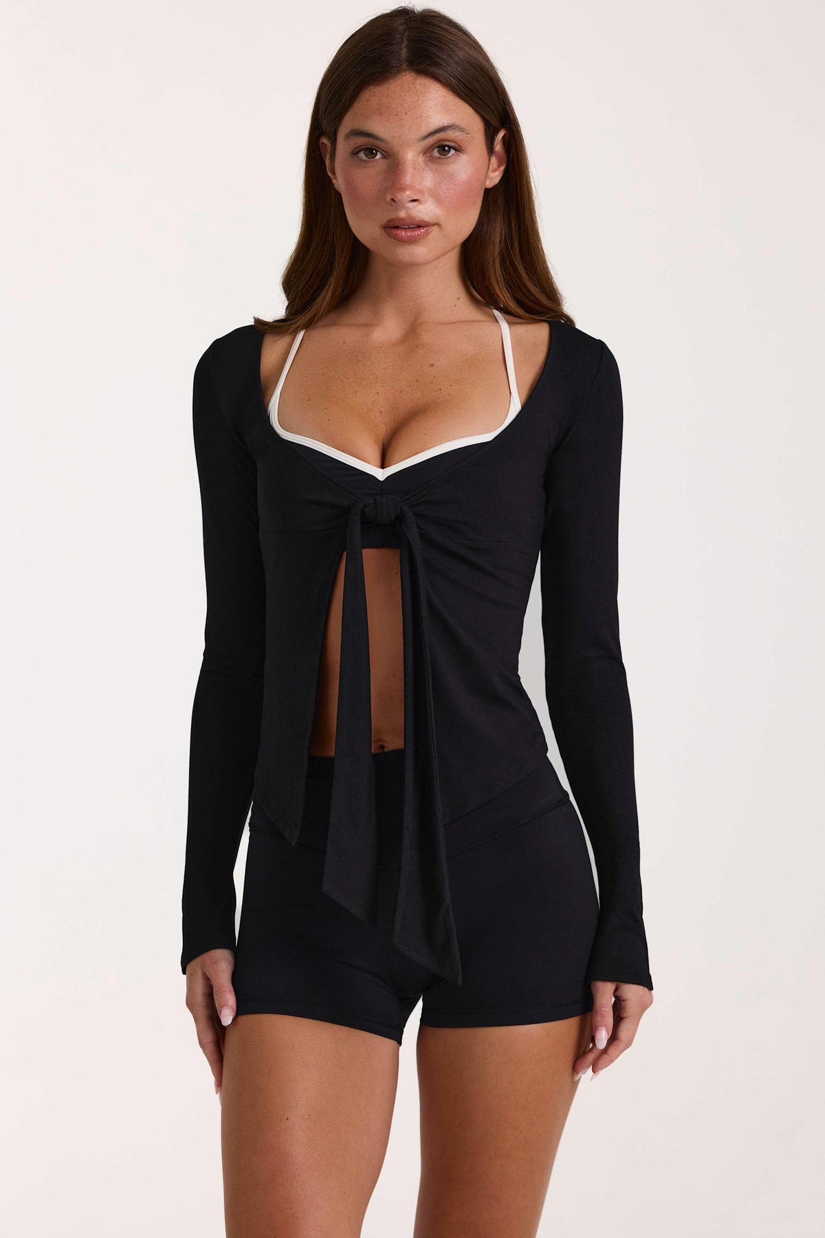 Buttercloud™ Tie-front Top In Black