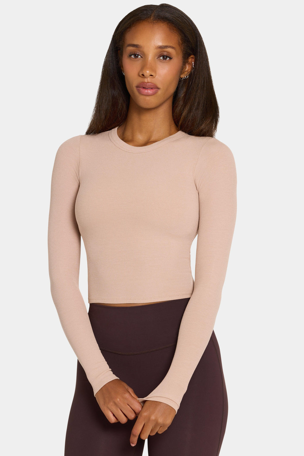 Buttercloud™ Long-sleeve Crop Top In Oatmeal
