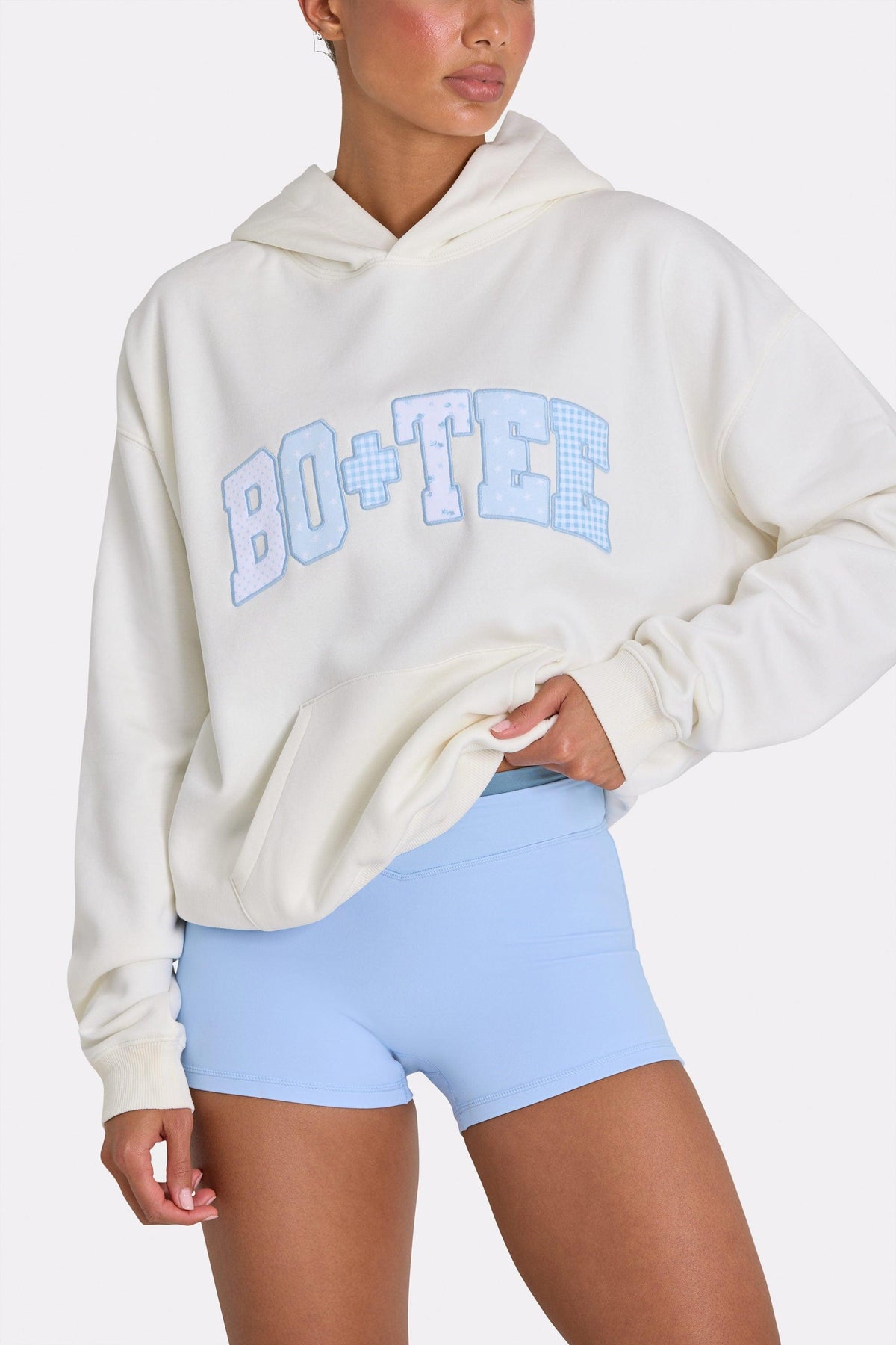 Oversized Applique Hoodie In Coconut