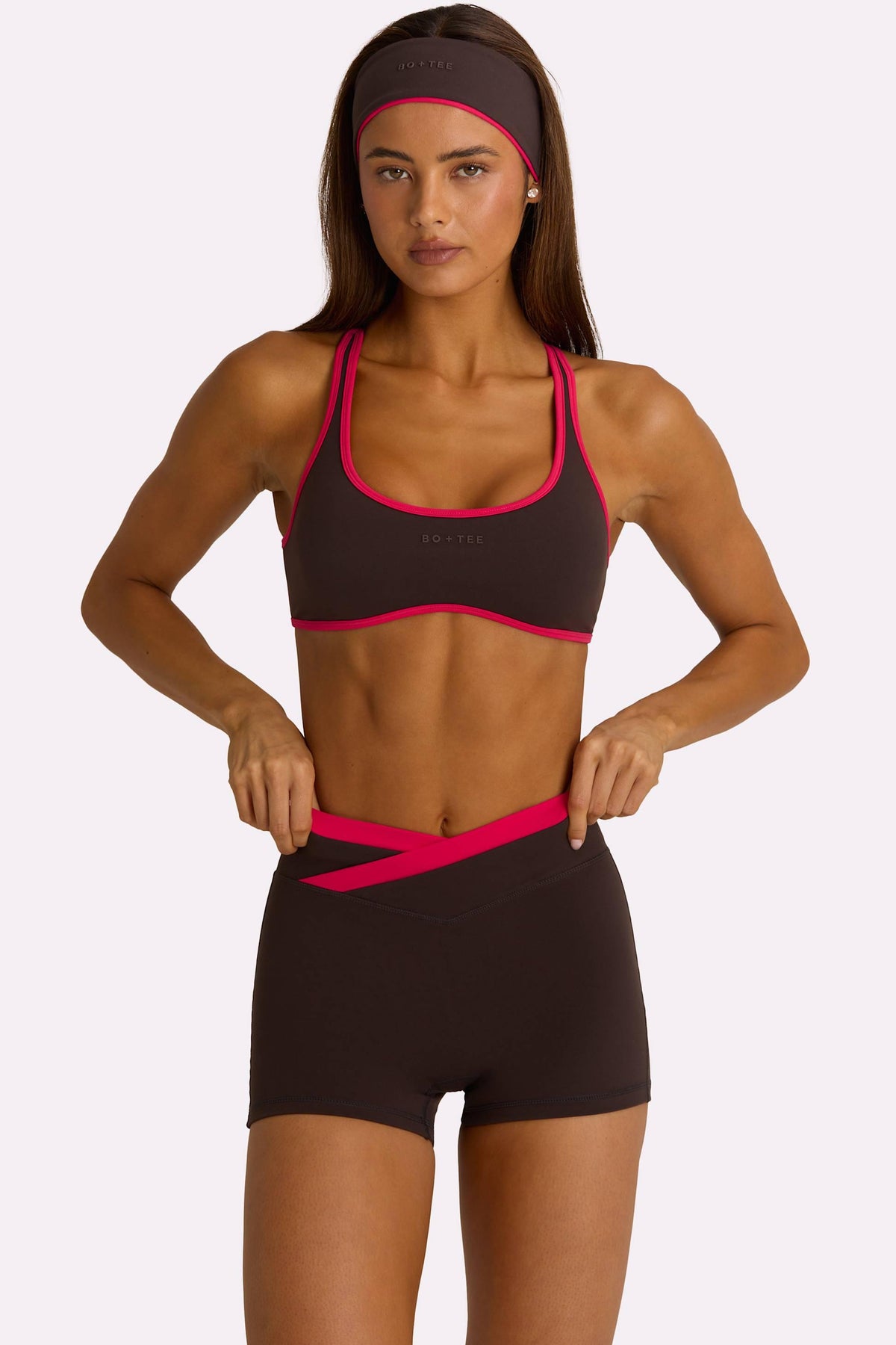 Soft Active Wrap Waist Shorts In Truffle
