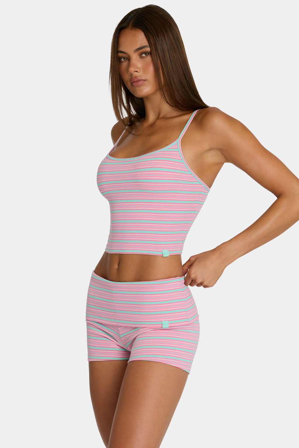 Brushed Jersey Mini Shorts In Multi Stripe