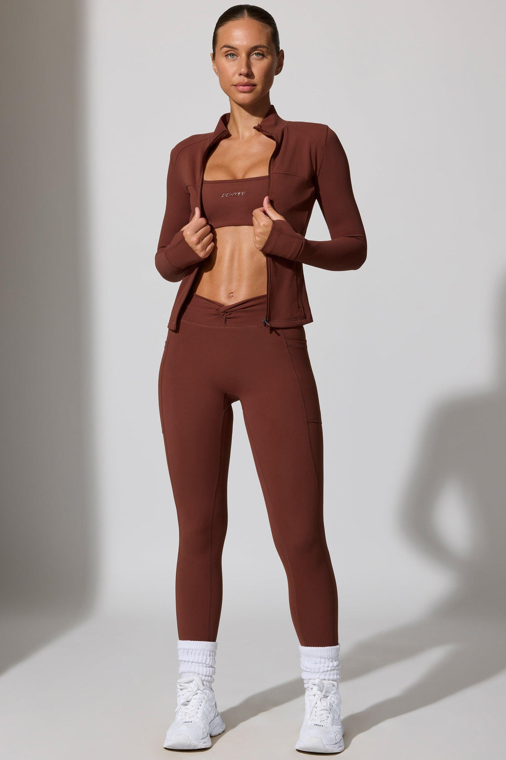 Full Length Leggings With Pockets In Brown