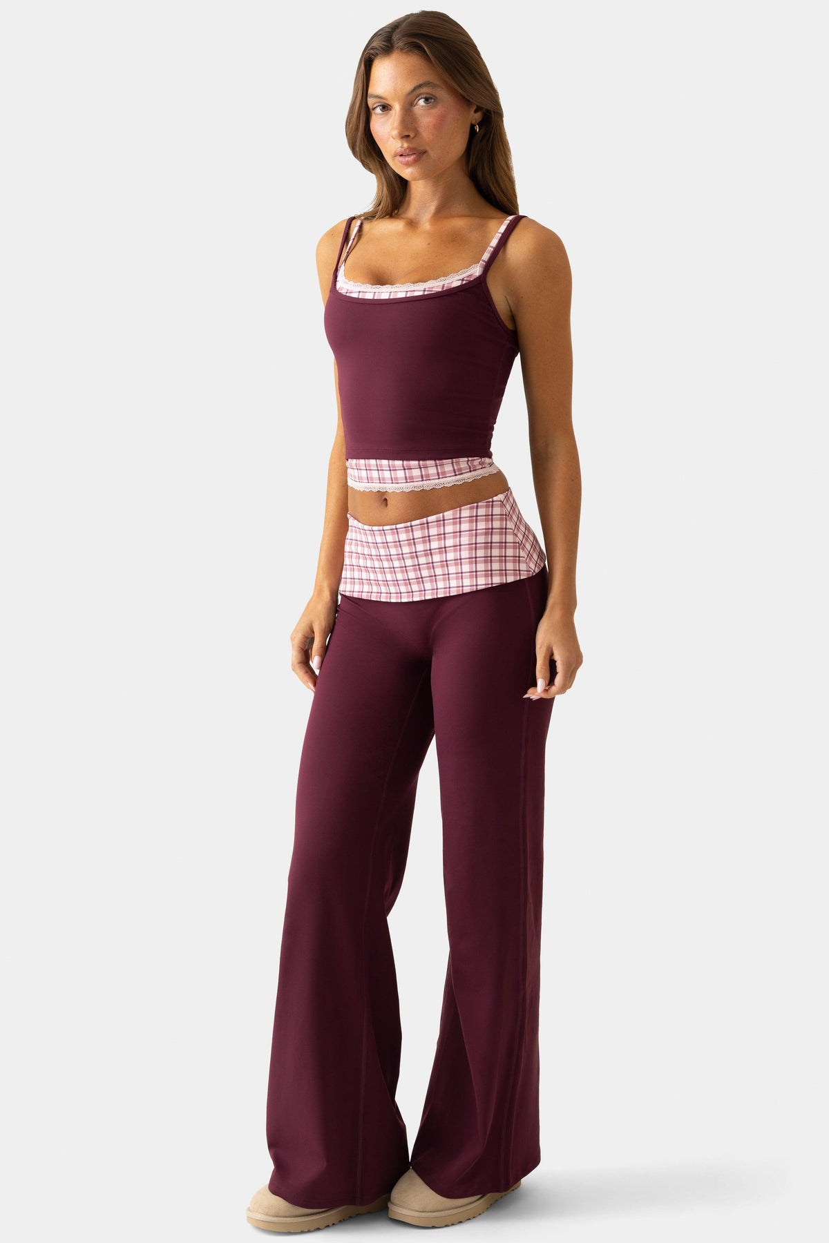Soft Active Wide-leg Trouser In Burgundy