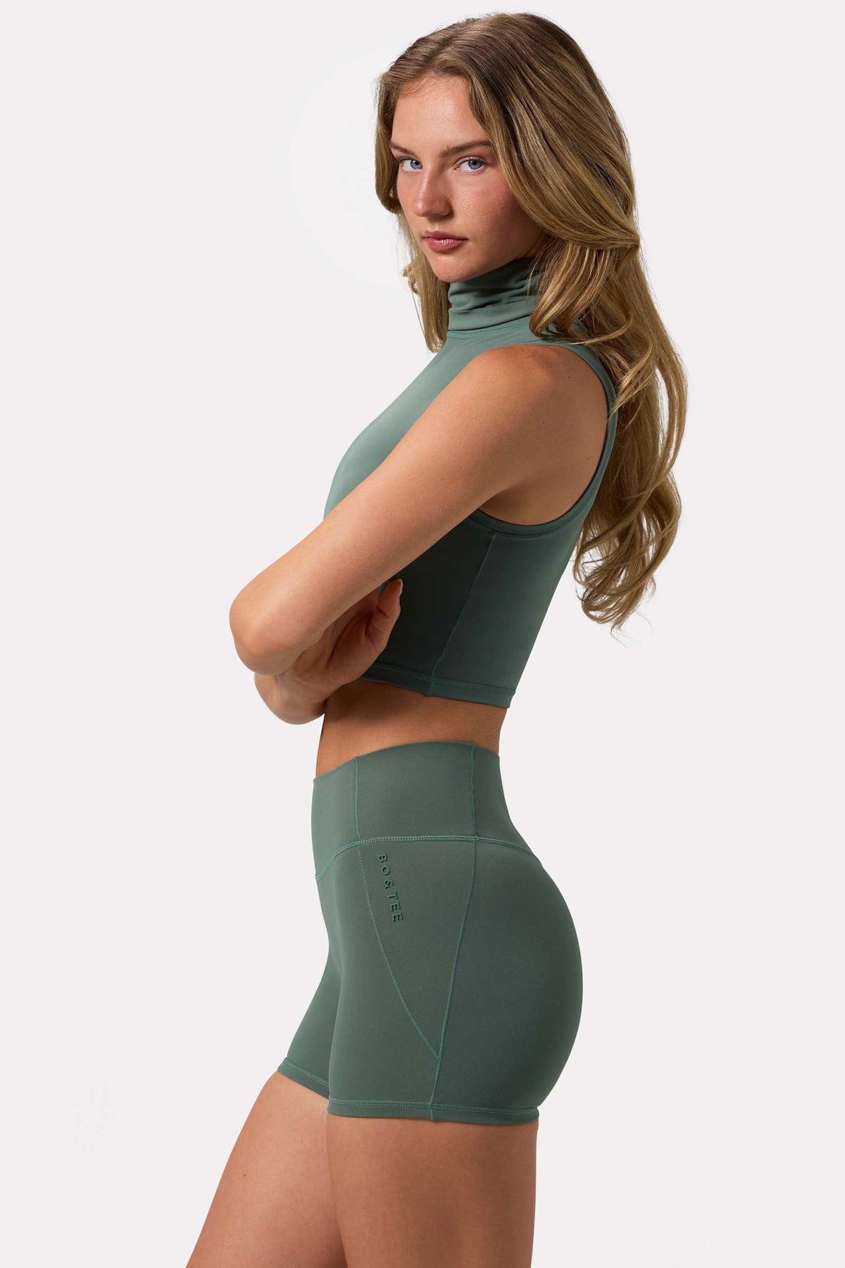 Soft Active High Waist Mini Shorts In Khaki