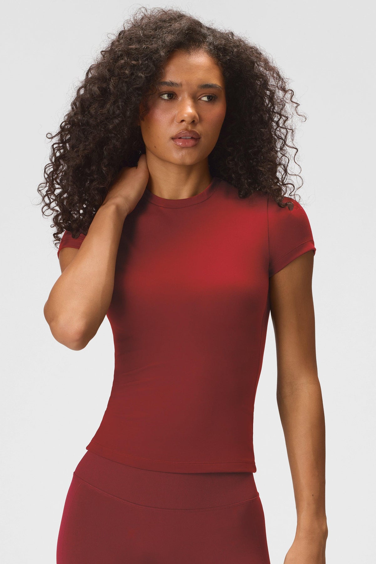 Soft Active Short Sleeve Top in Dark Cherry
