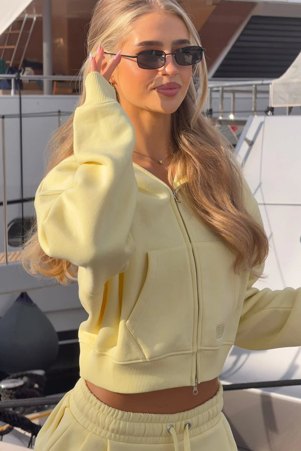 Oversized Zip-up Hoodie In Buttercream