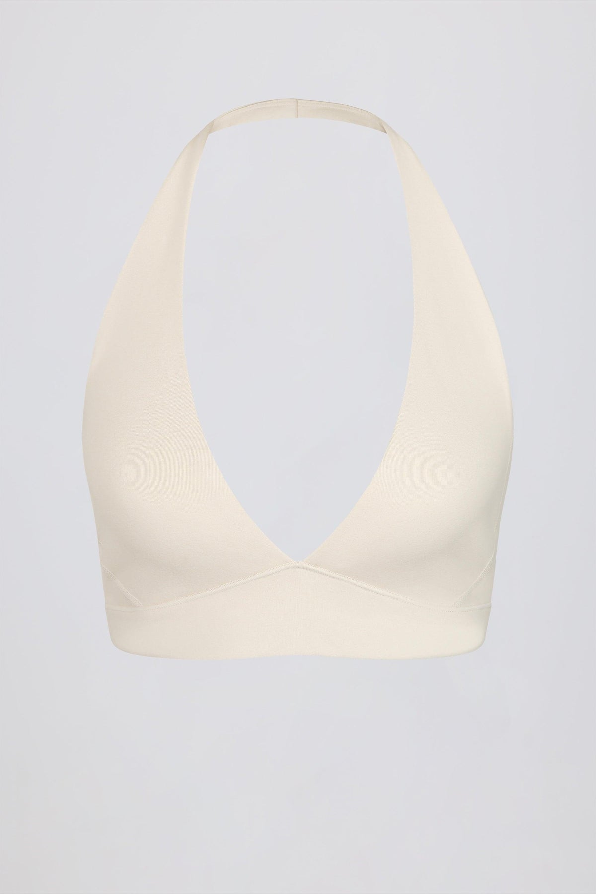Brushed Jersey V-neck Sports Bra In Vanilla