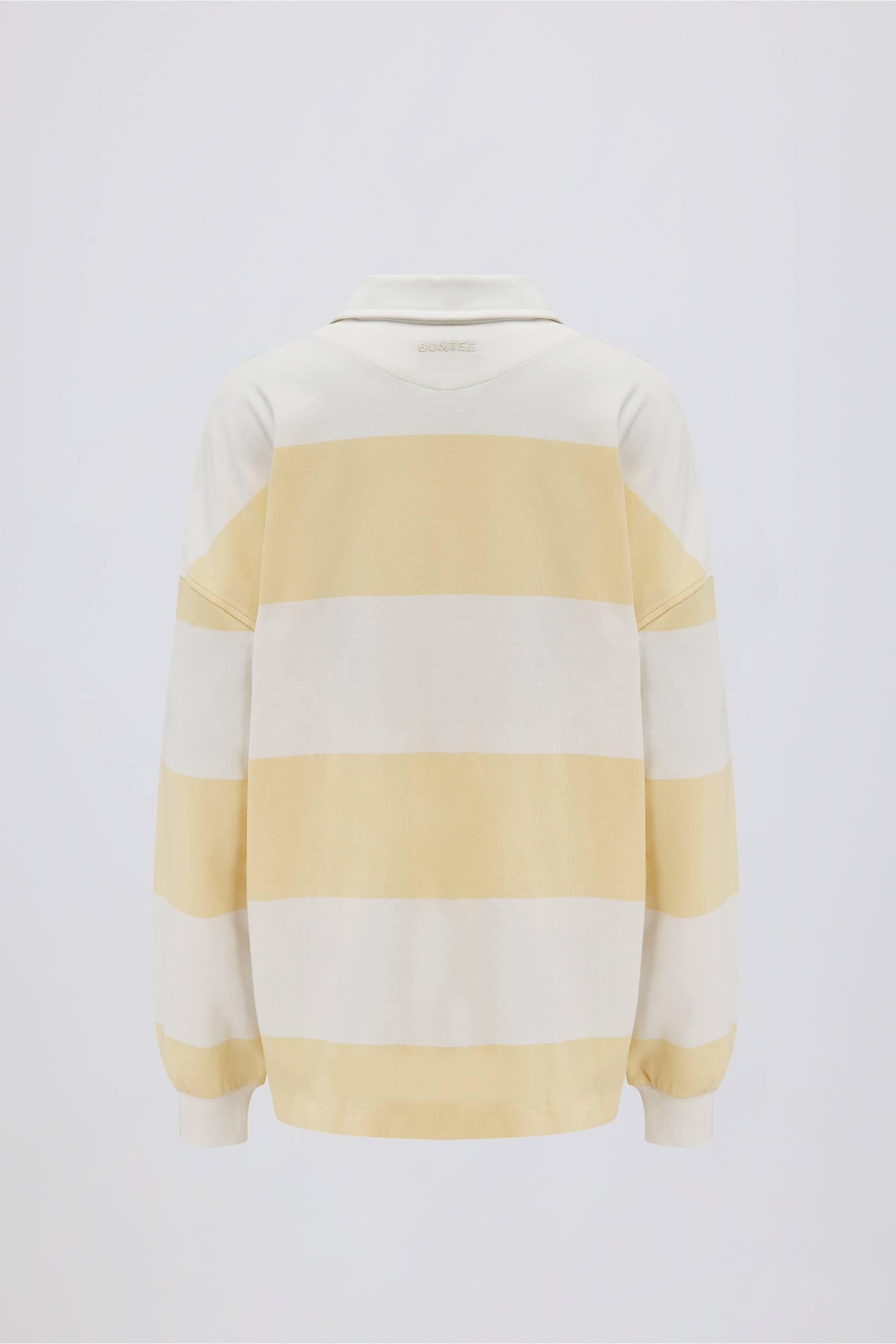 เสื้อยืดแขนยาวขนาดใหญ่ลายลาย สีมะนาว