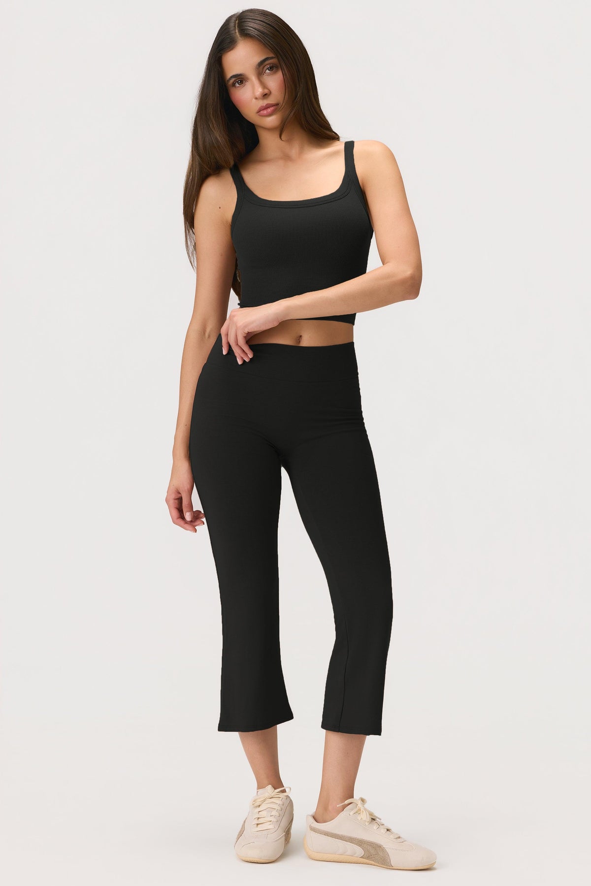 Buttercloud™ Flared Capri Leggings In Black
