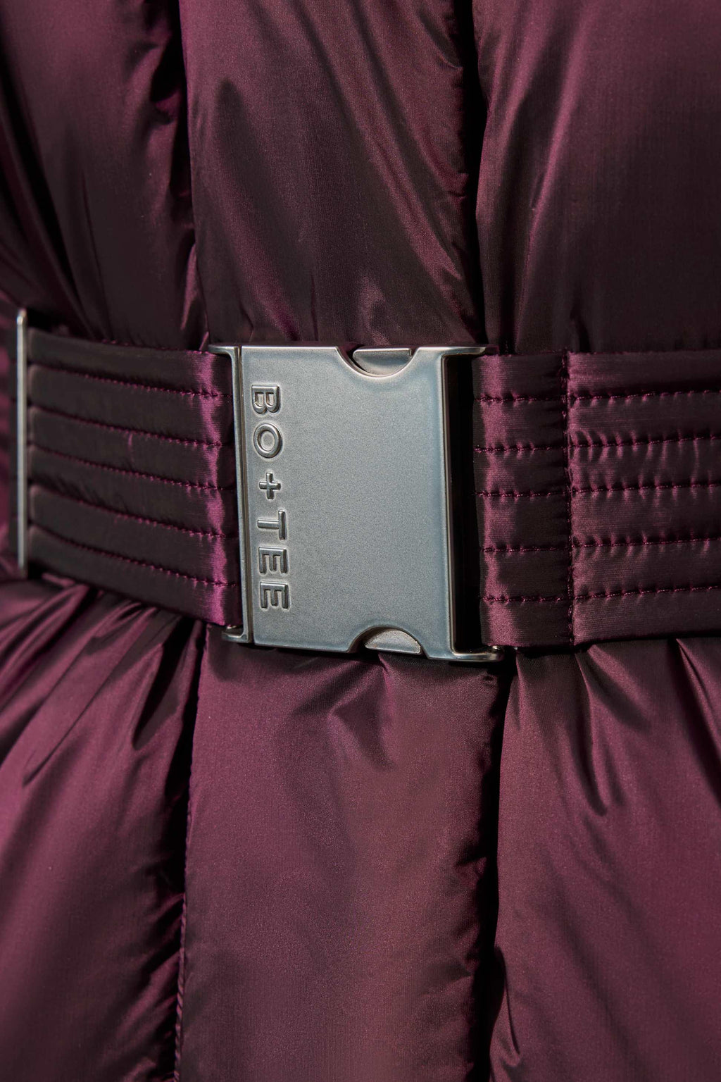 Waterproof Belted Oversized Ski Jacket In Burgundy