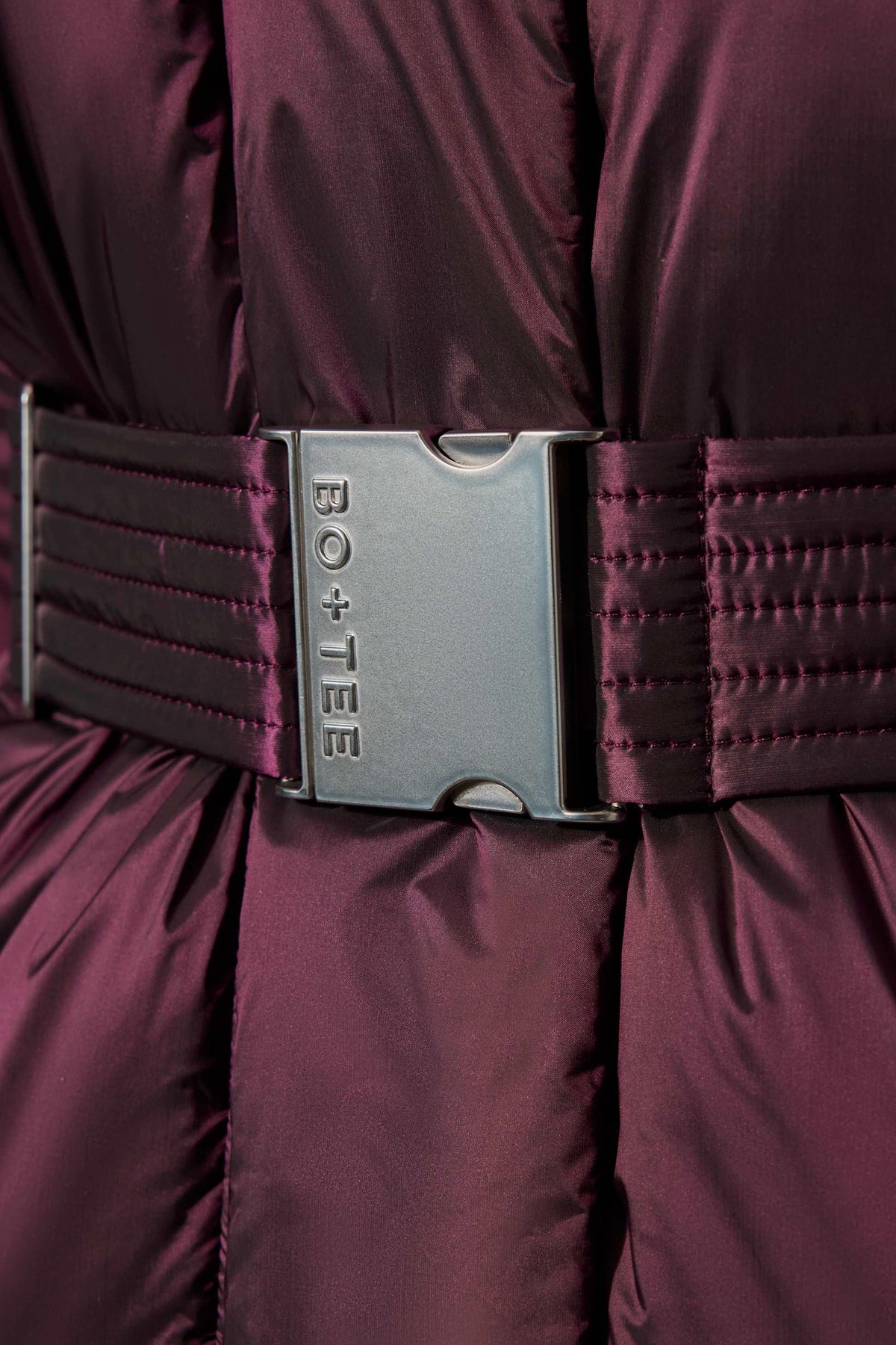 Waterproof Belted Oversized Ski Jacket In Burgundy