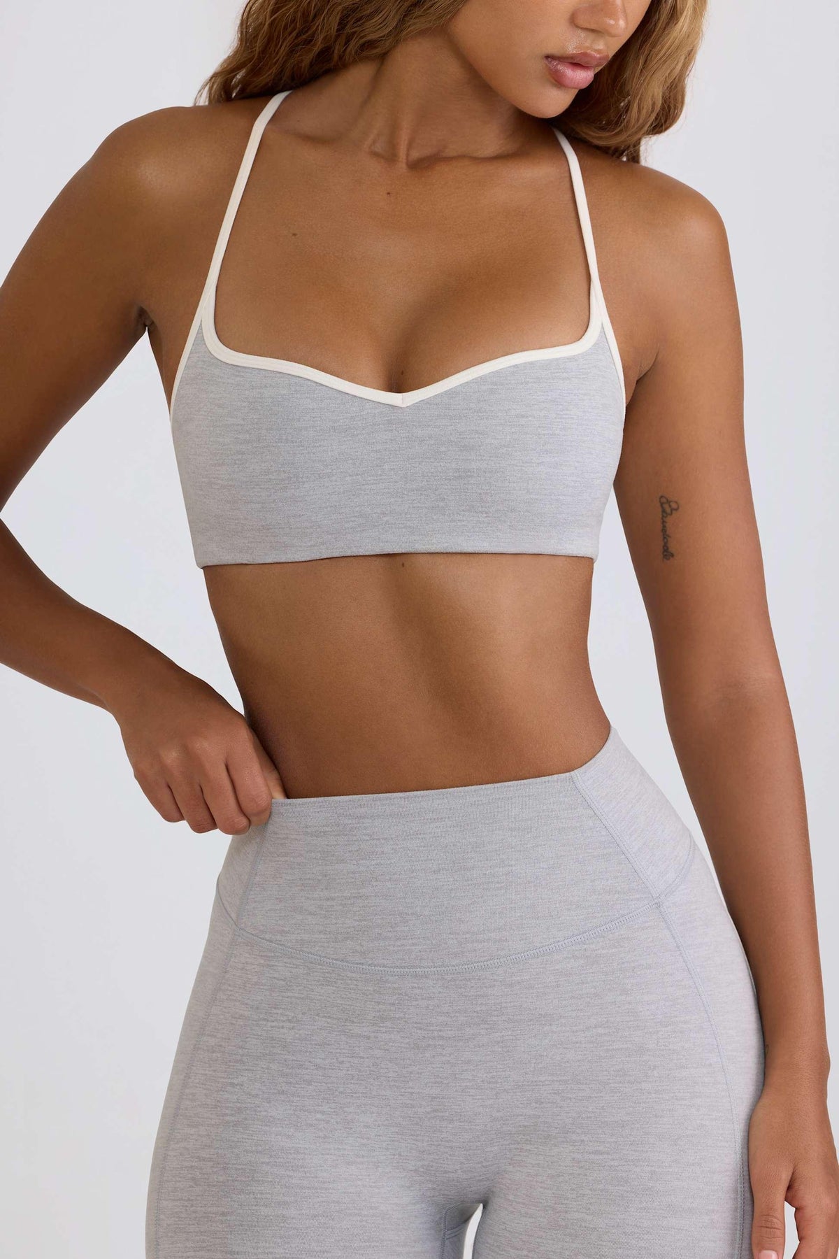 Soft Active Sweetheart-neck Sports Bra In Grey