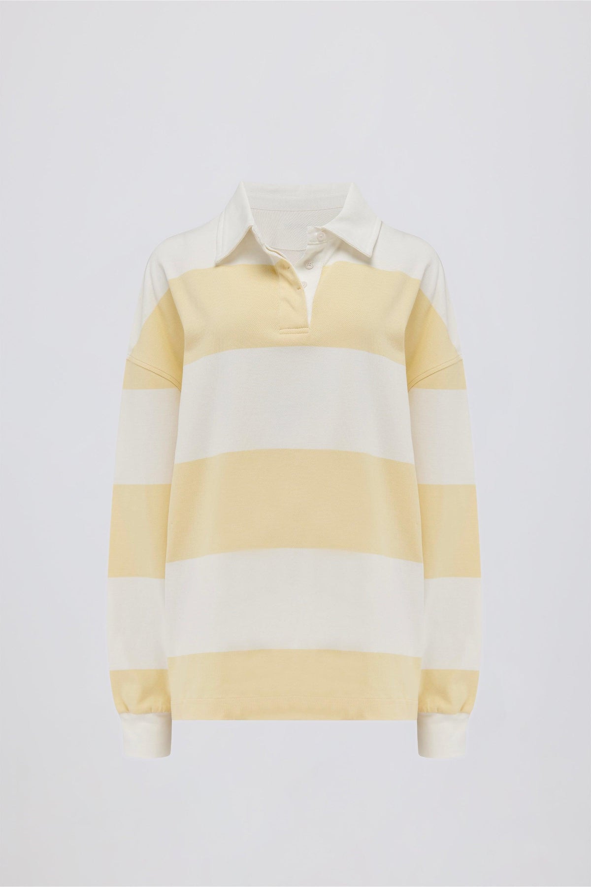 เสื้อยืดแขนยาวขนาดใหญ่ลายลาย สีมะนาว