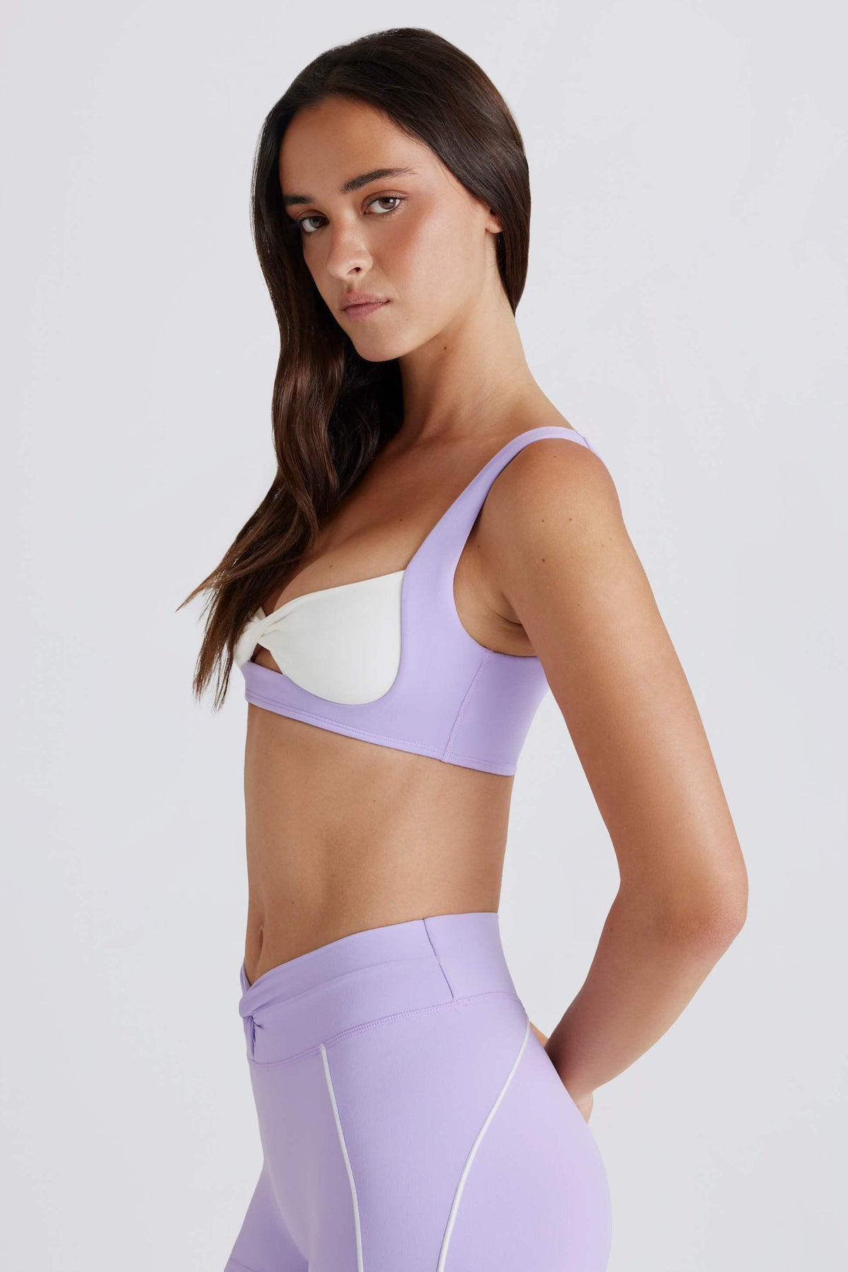 Soft Active Twist-front Sports Bra In Lavender
