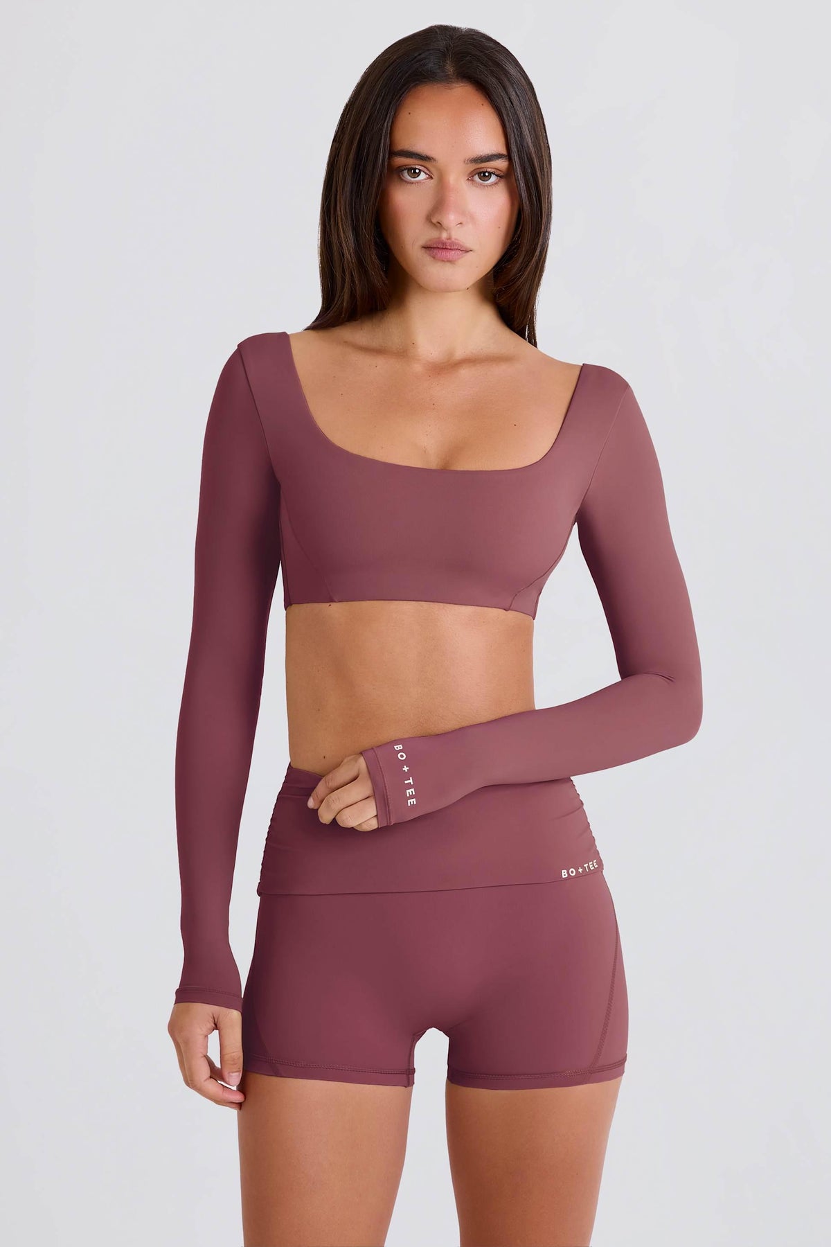 Long-sleeve Crop Top In Acai