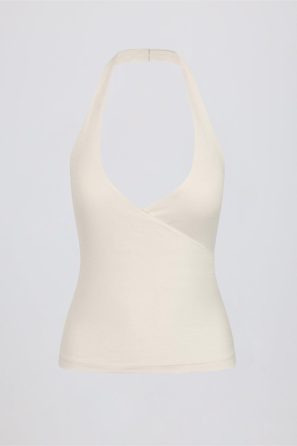Halterneck Open-back Tank Top In Vanilla