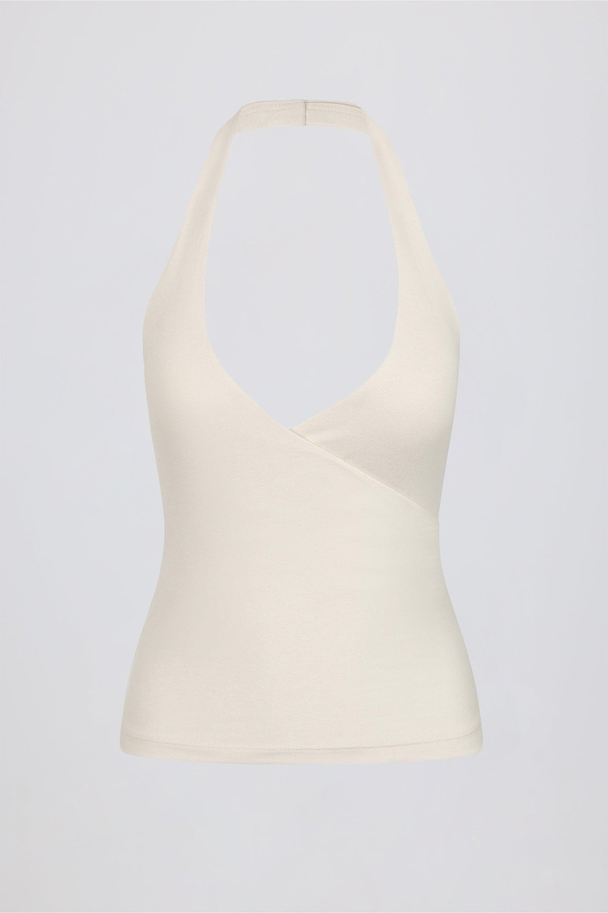 Halterneck Open-back Tank Top In Vanilla
