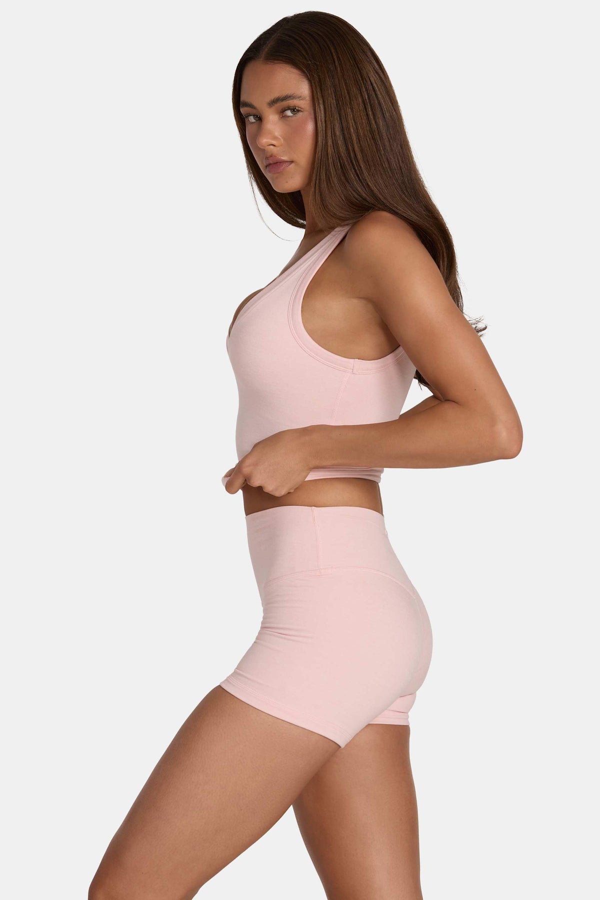 Soft Active Mini Shorts In Blush Marl