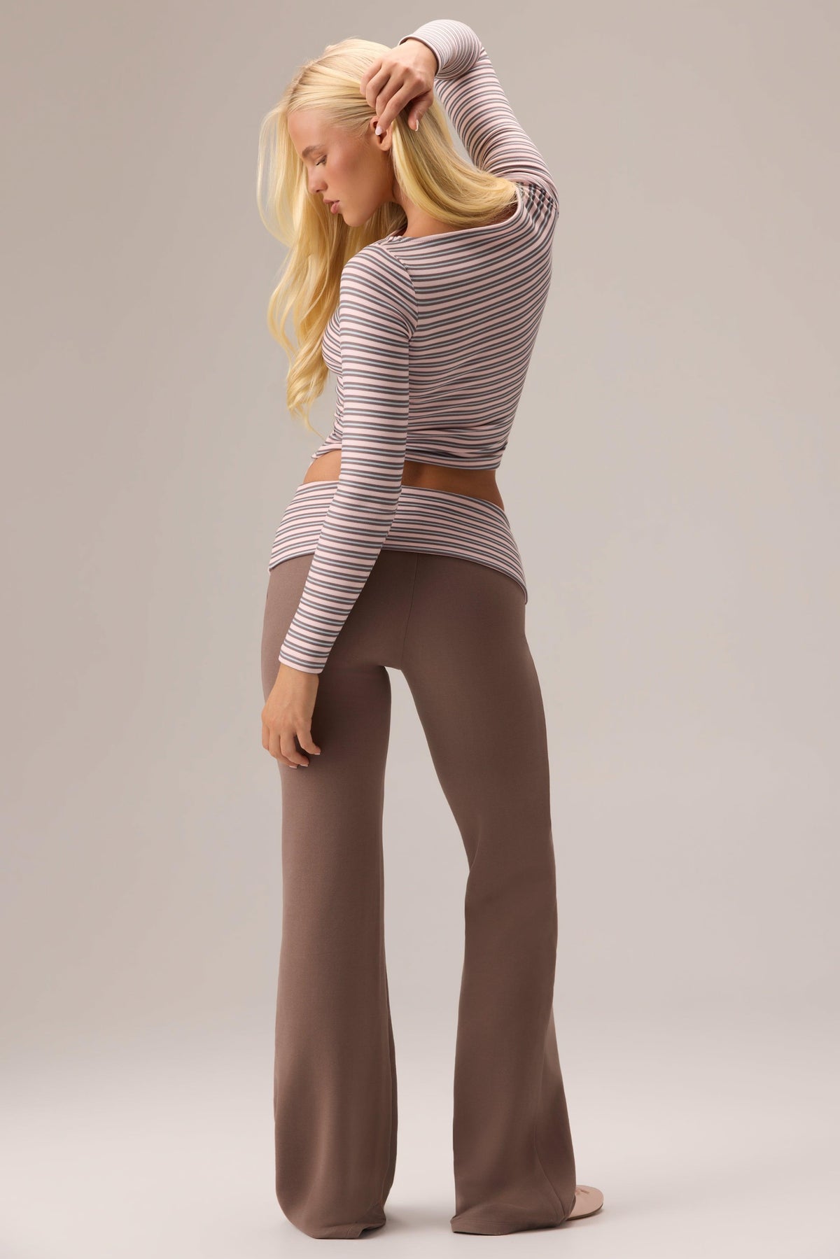 Plush Jersey Wide-leg Trousers In Chestnut