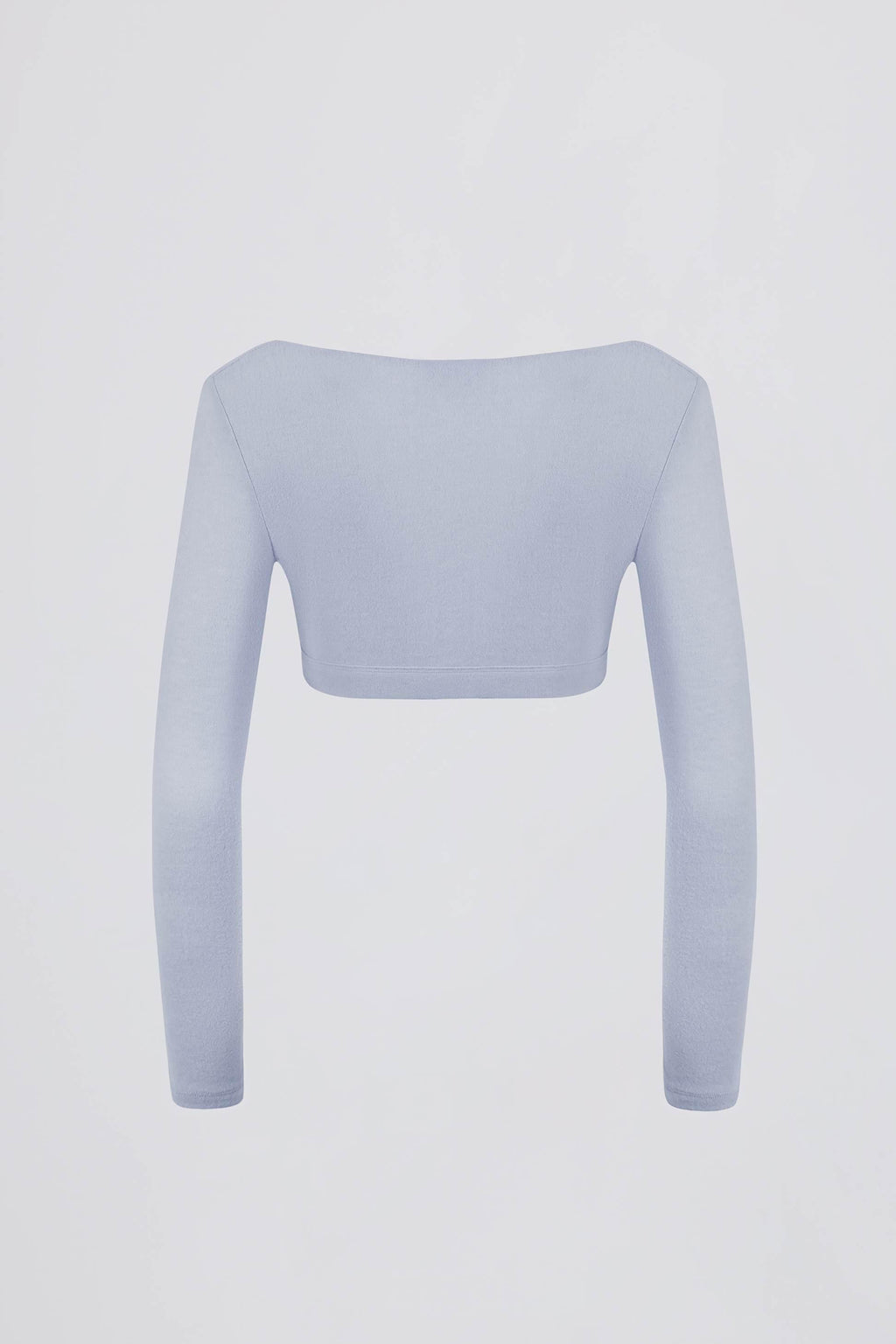 เสื้อครอปคอวีเจอร์ซี่แปรงสีฟ้าอ่อนนุ่ม