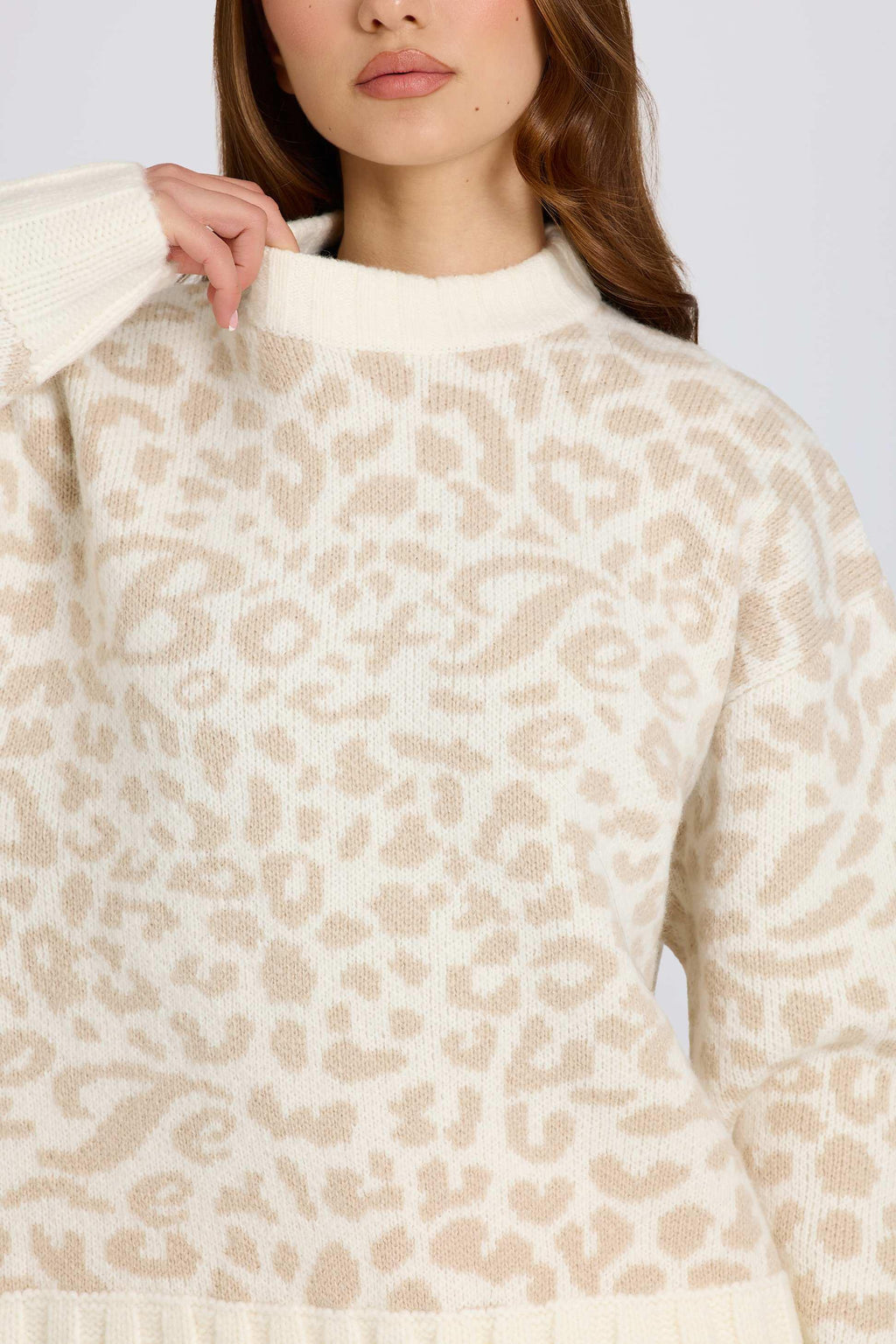 Jacquard-knit Oversized Jumper In Ice