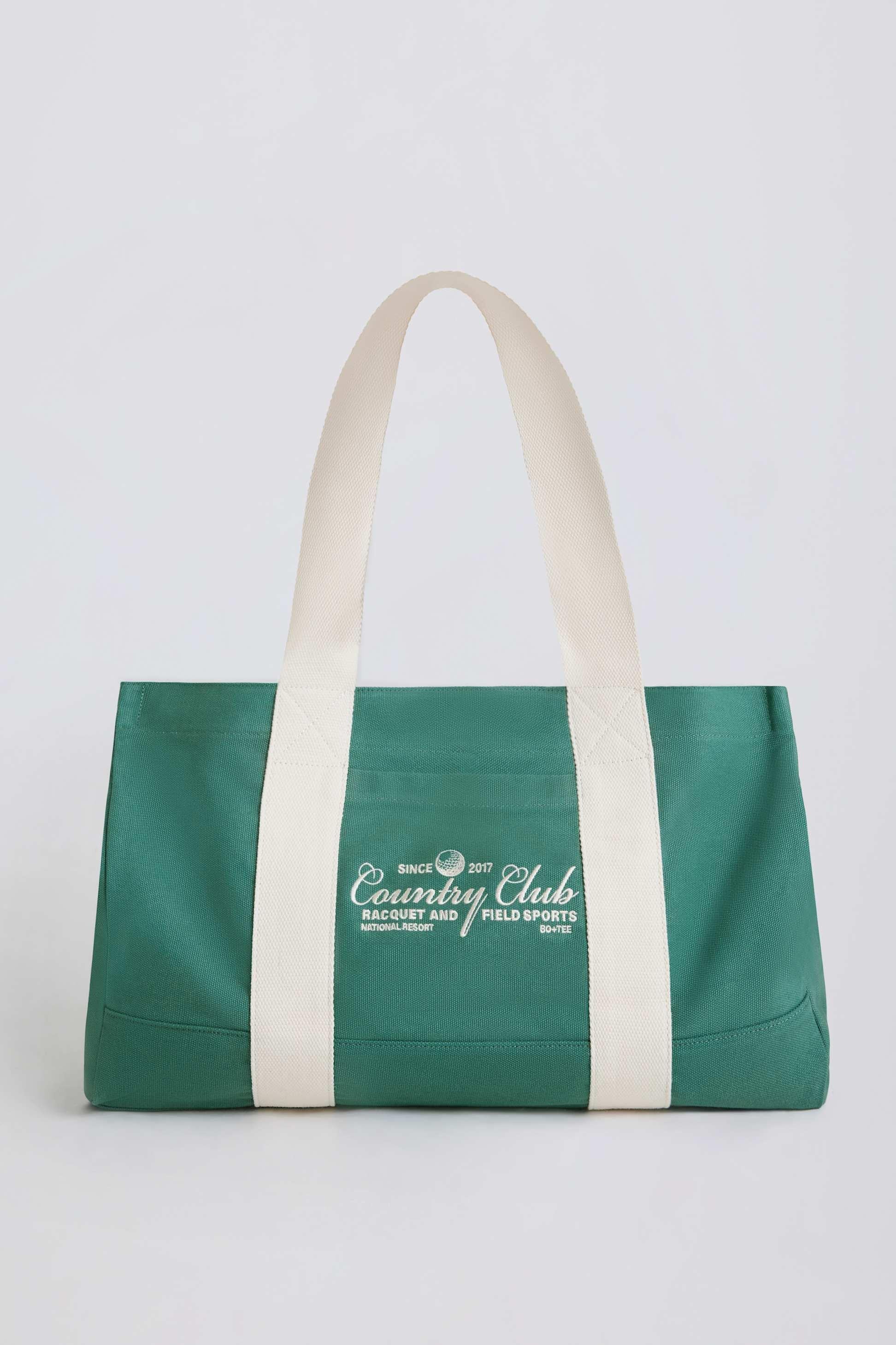 Oversized Canvas Tote Bag In Green