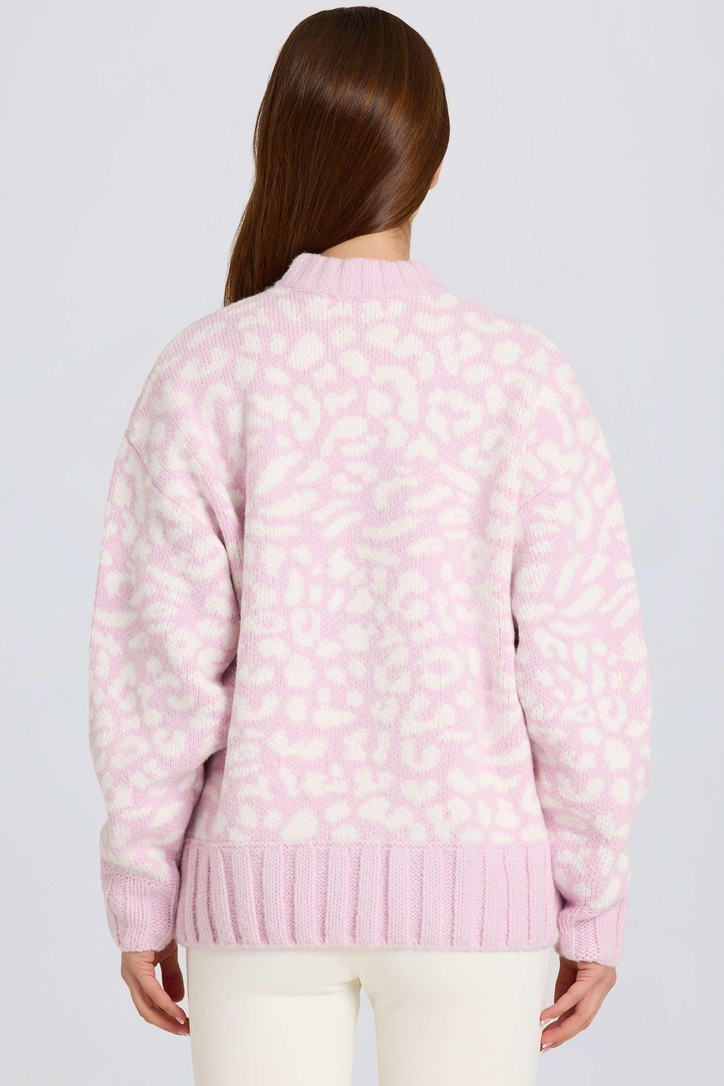 Jacquard-knit Oversized Jumper In Pink