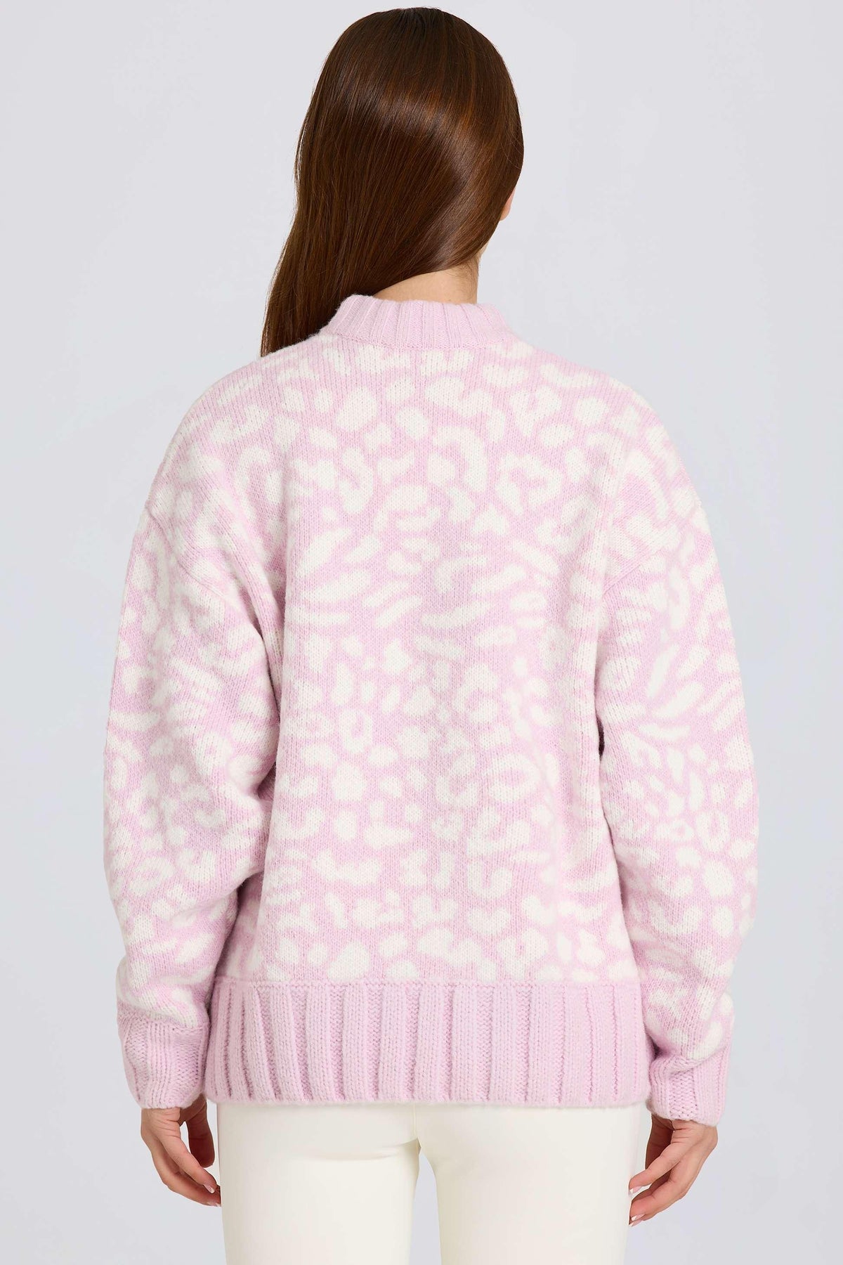 Jacquard-knit Oversized Jumper In Pink