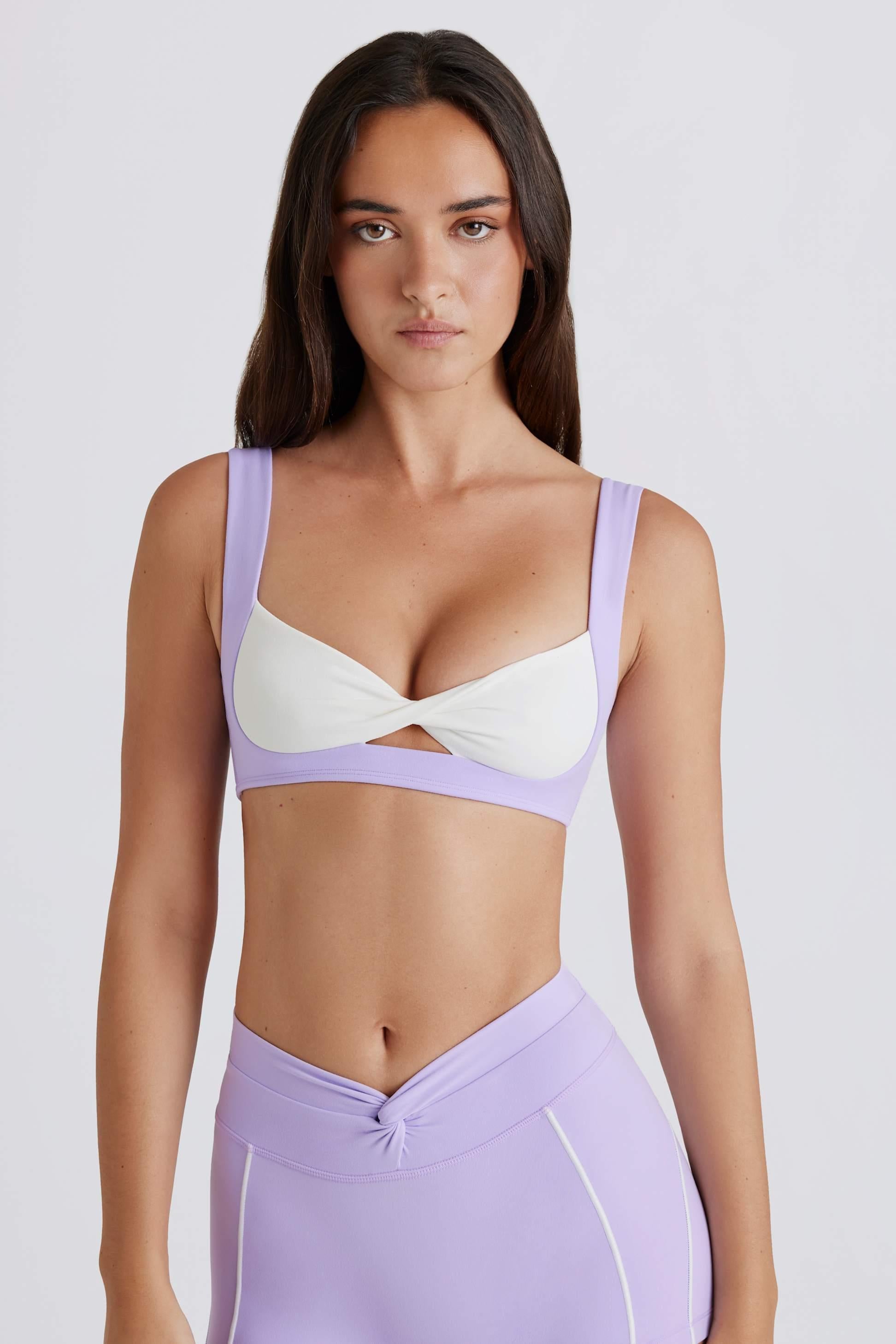 Soft Active Twist-front Sports Bra In Lavender