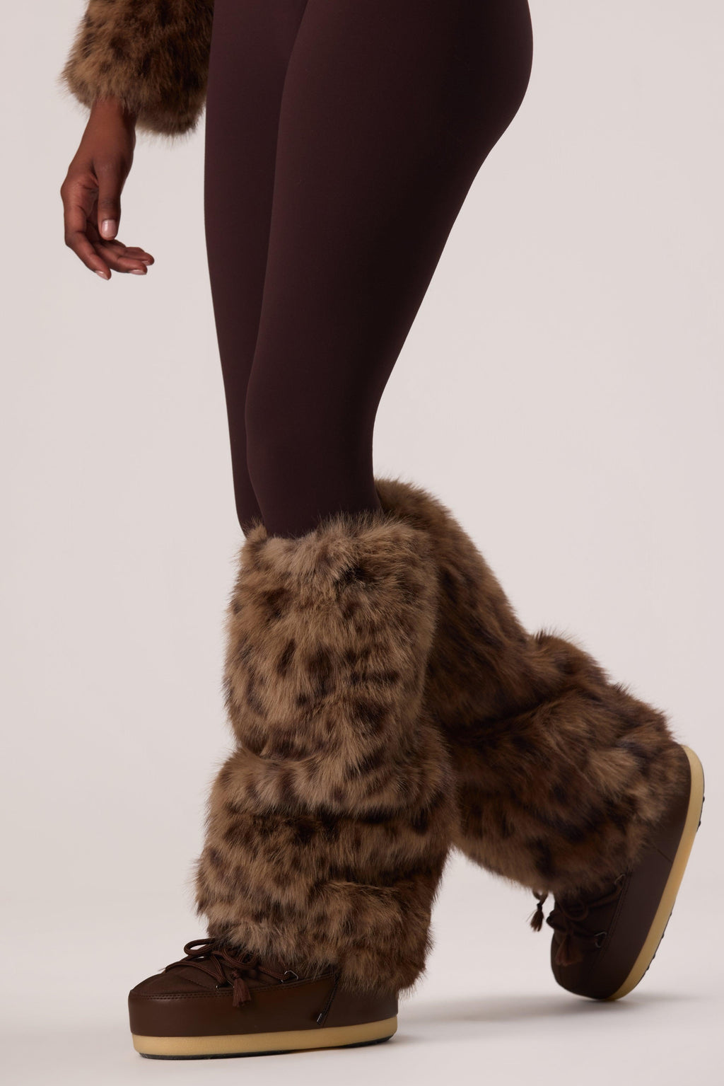 Faux Fur Boot Covers In Brown Leopard