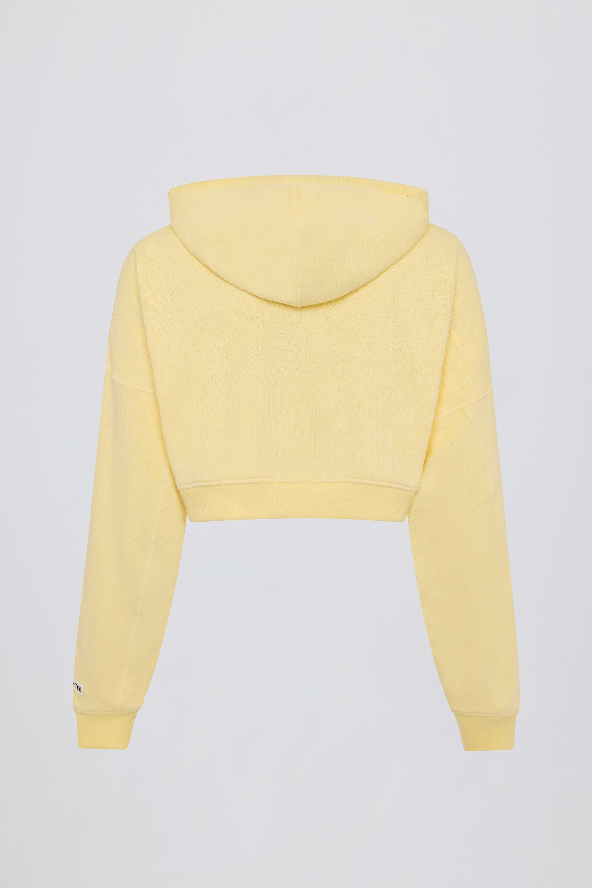 เสื้อฮู้ดคอตตตอนซิปอัพเทอร์รี่สีมะนาว