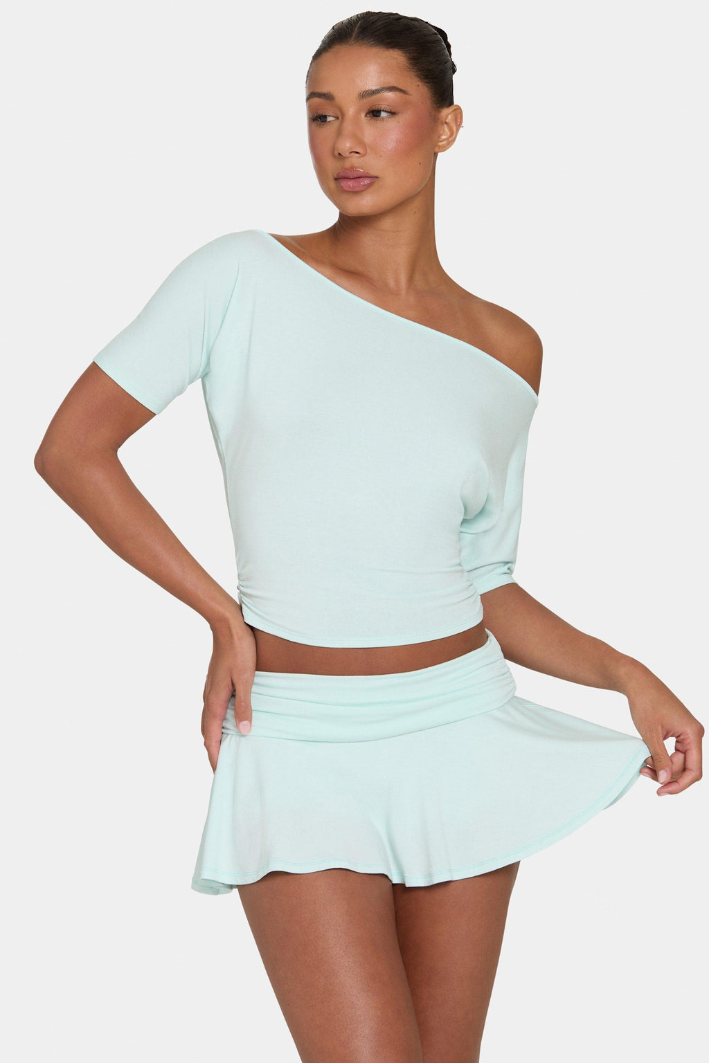 Buttercloud™ Slouchy Off-shoulder Top In Peppermint