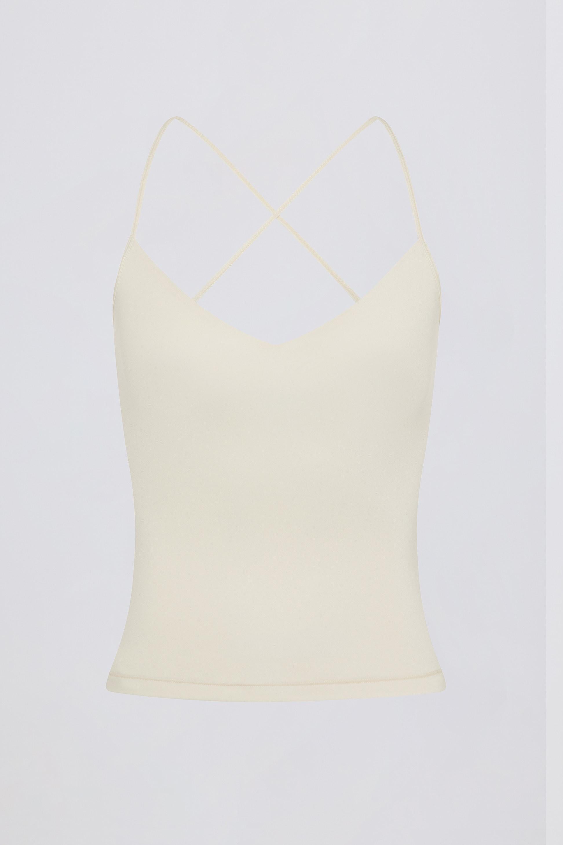Cross-back Tank Top In Cream