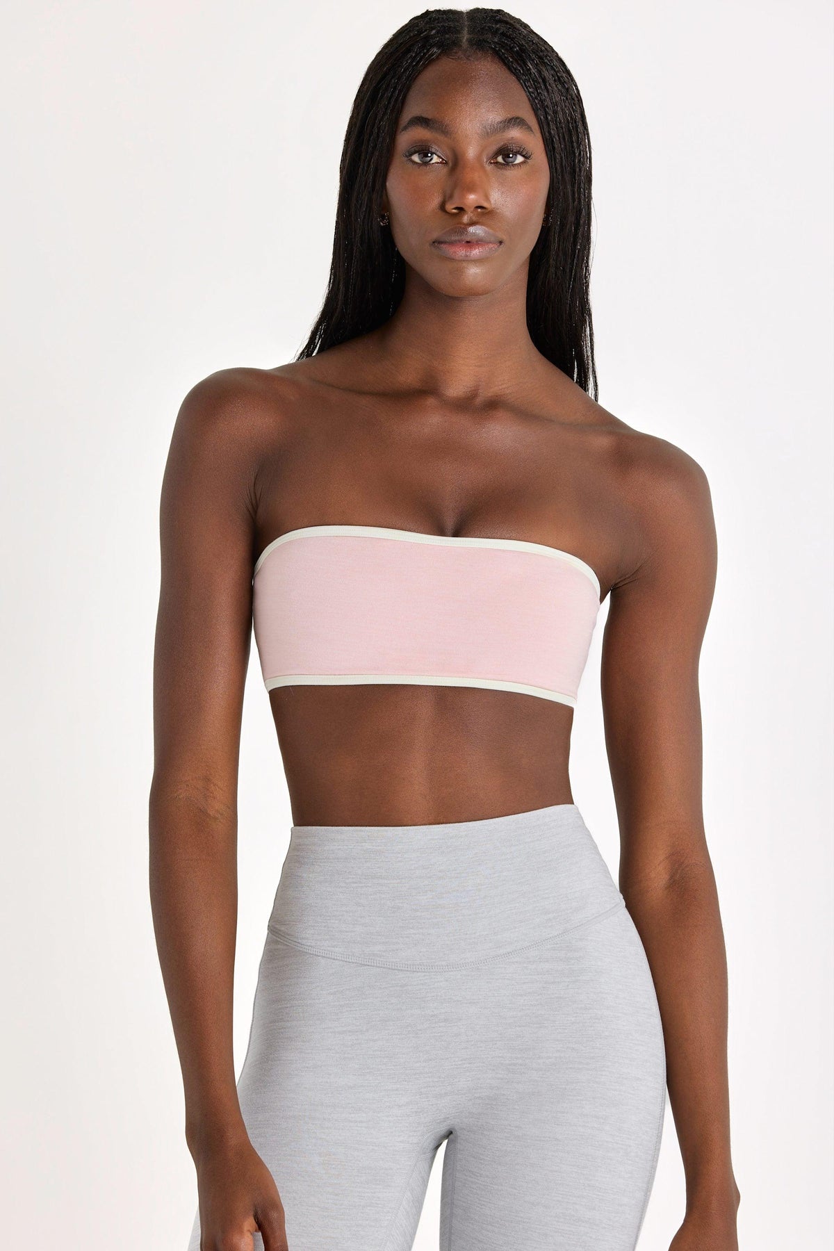 Soft Active Bandeau Sports Bra In Blush Marl