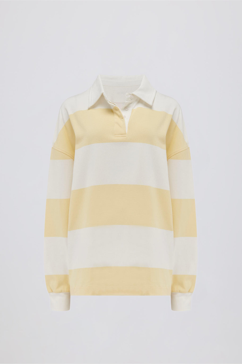 เสื้อยืดแขนยาวขนาดใหญ่ลายลาย สีมะนาว