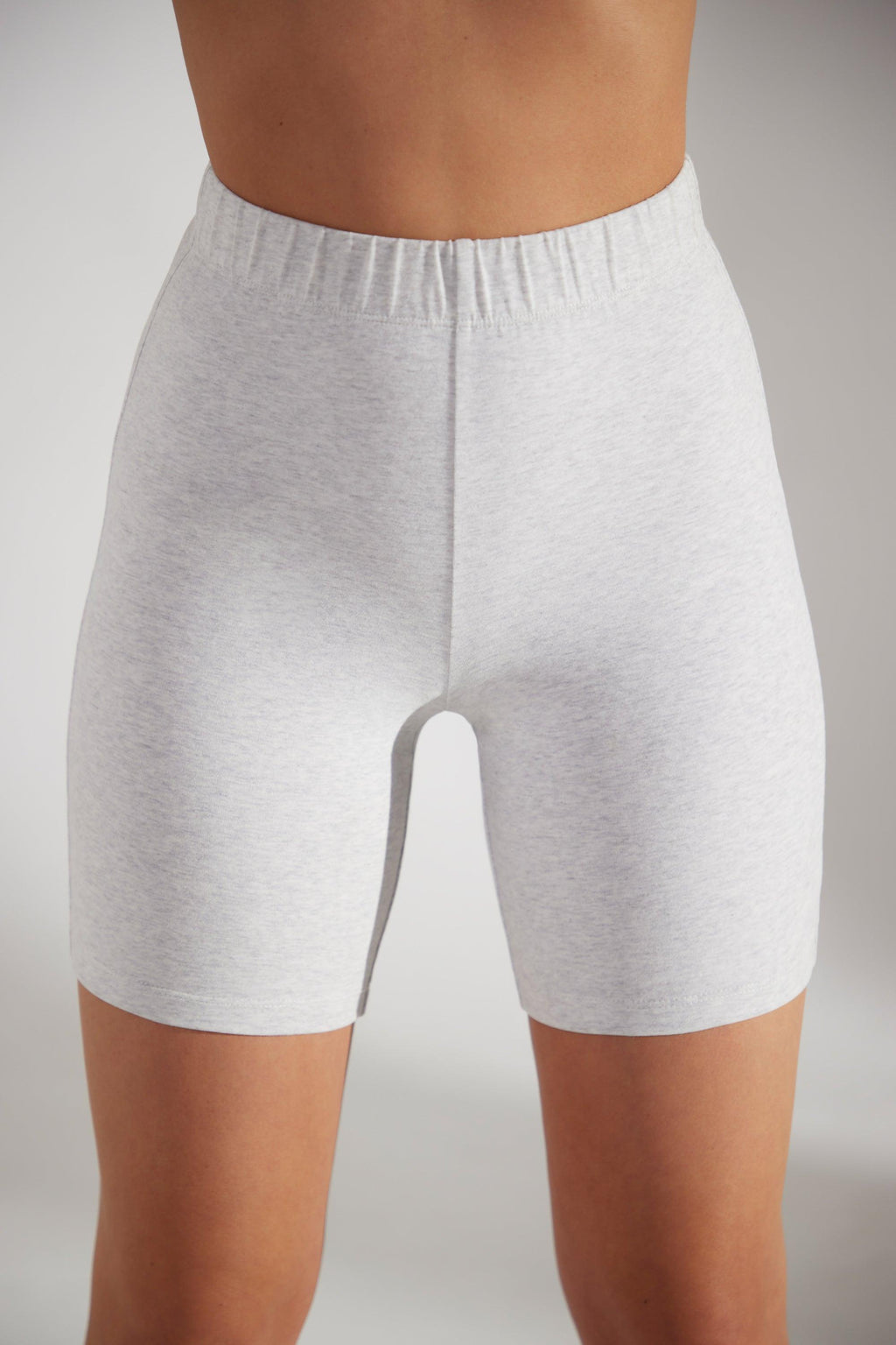 Soft Cotton Biker Shorts In Grey