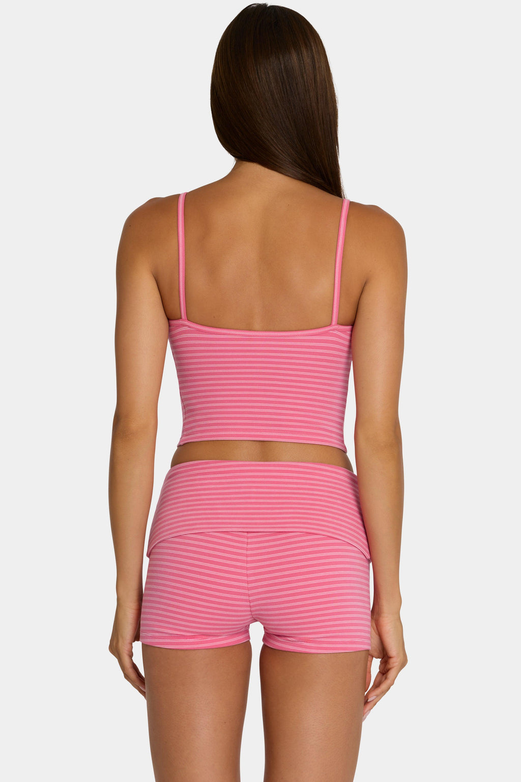 Brushed Jersey Tank Top In Pink Stripe