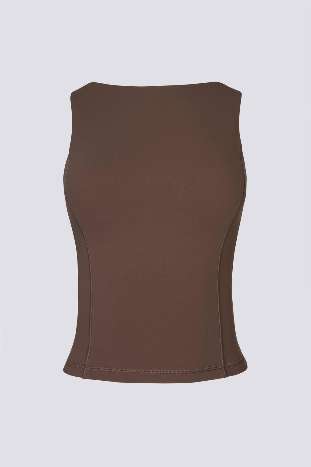 Soft Active Boat-neck Open-back Tank Top In Cocoa