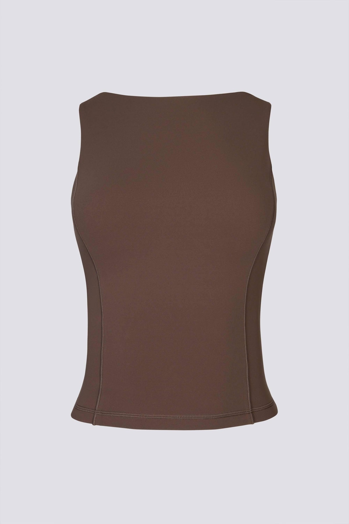 Soft Active Boat-neck Open-back Tank Top In Cocoa