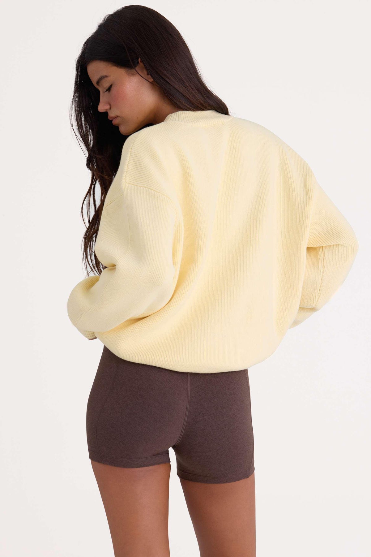 Ribbed-knit Oversized Jumper In Lemon