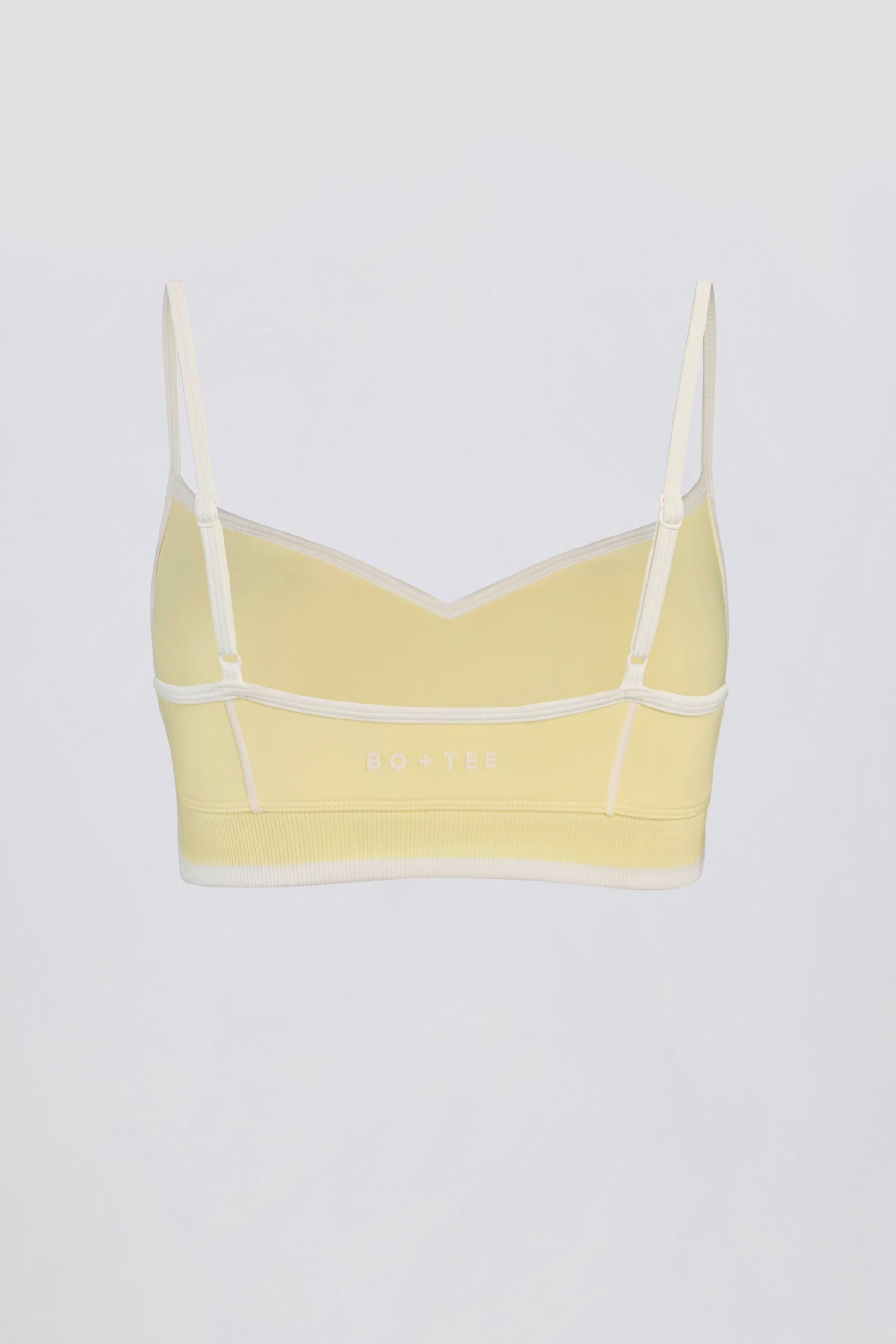 Soft Active Sweetheart-neck Contrast Sports Bra In Lemon