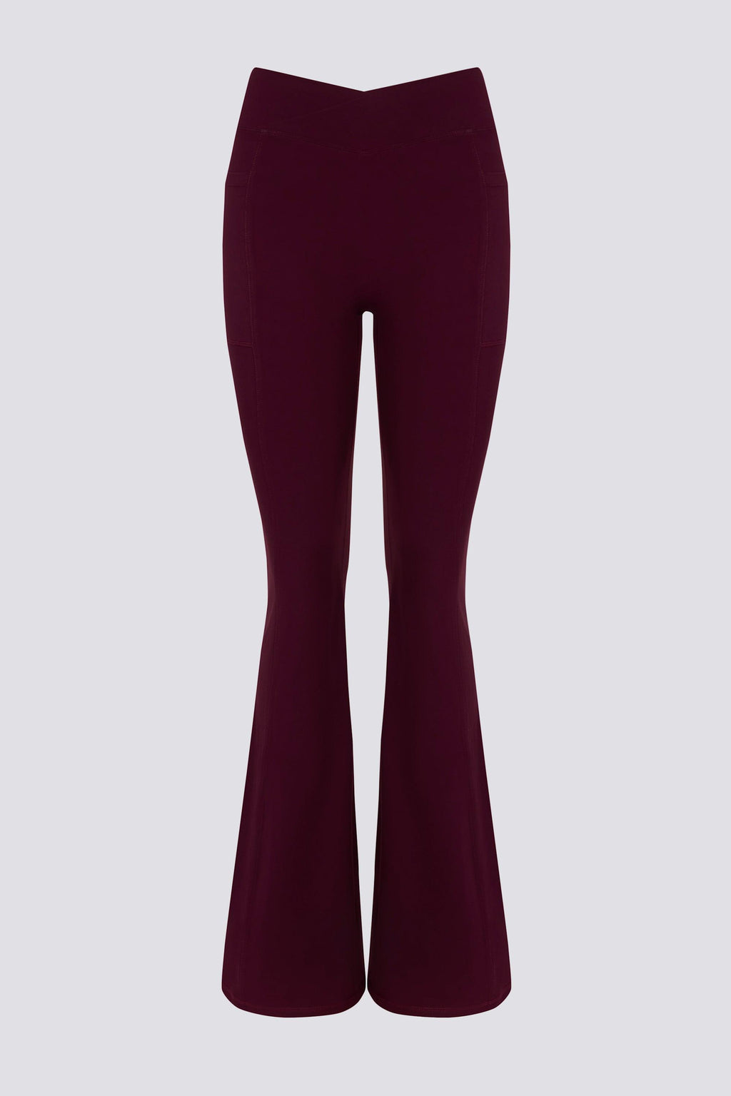 Soft Active V-waist Pocket Flared Leggings In Burgundy