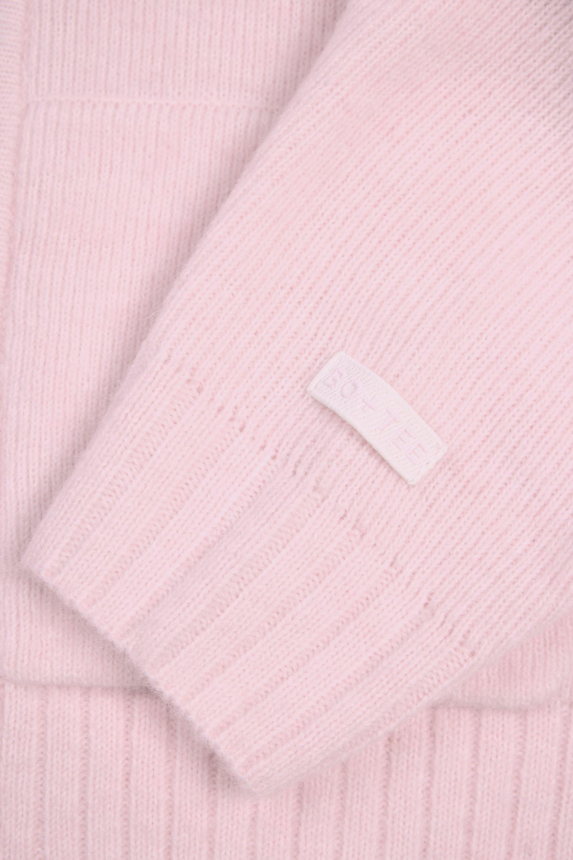เสื้อฮู้ดซิปอัพถักนุ่ม สีชมพูอ่อนนุ่ม