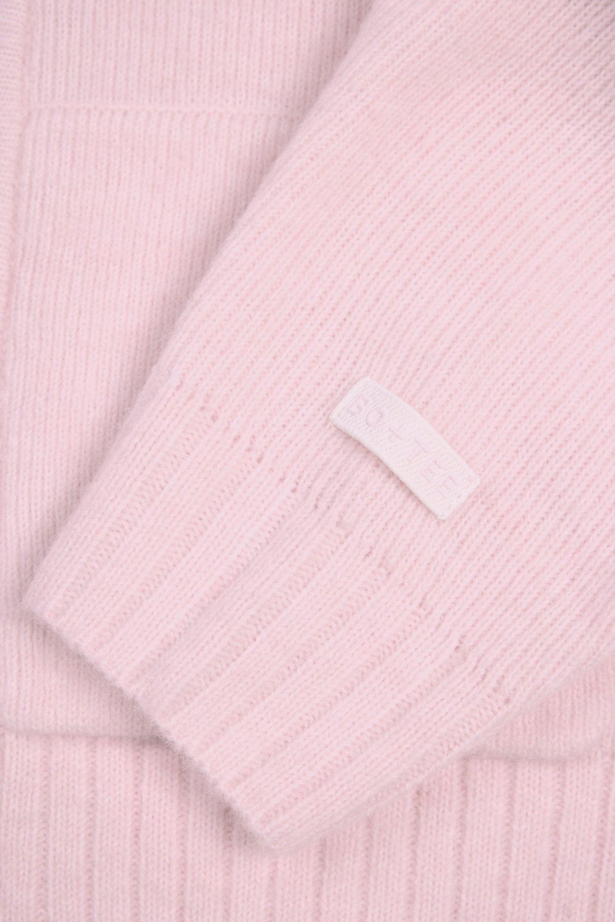 เสื้อฮู้ดซิปอัพถักนุ่ม สีชมพูอ่อนนุ่ม