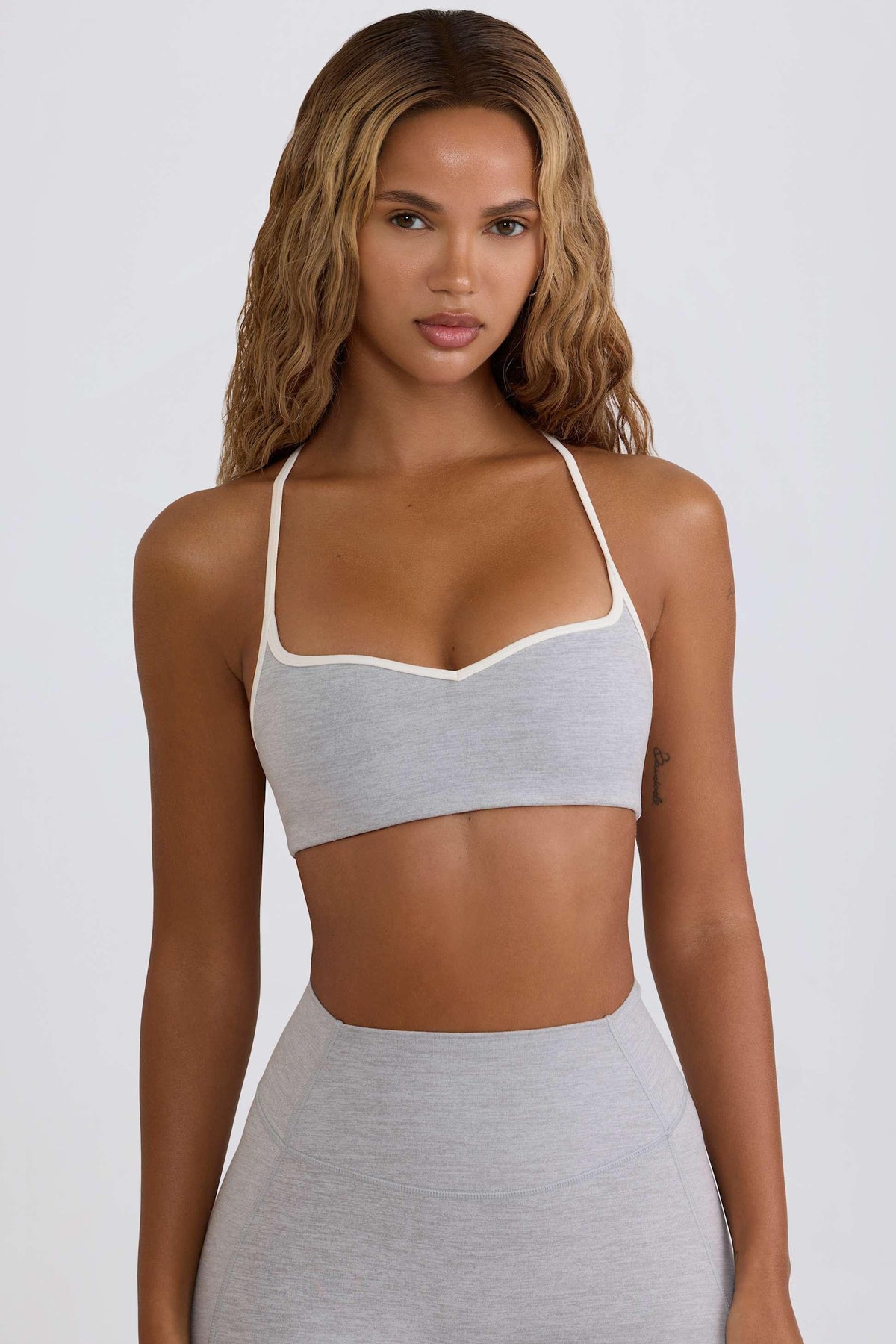 Soft Active Sweetheart-neck Sports Bra In Grey