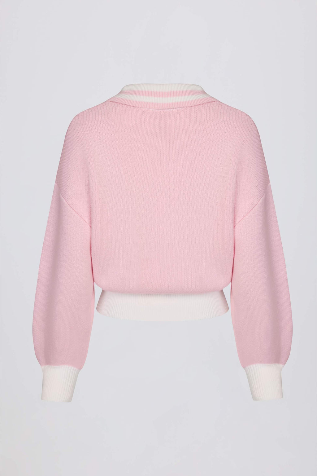 Cotton Jersey Oversized V-neck Jumper In Powder Pink