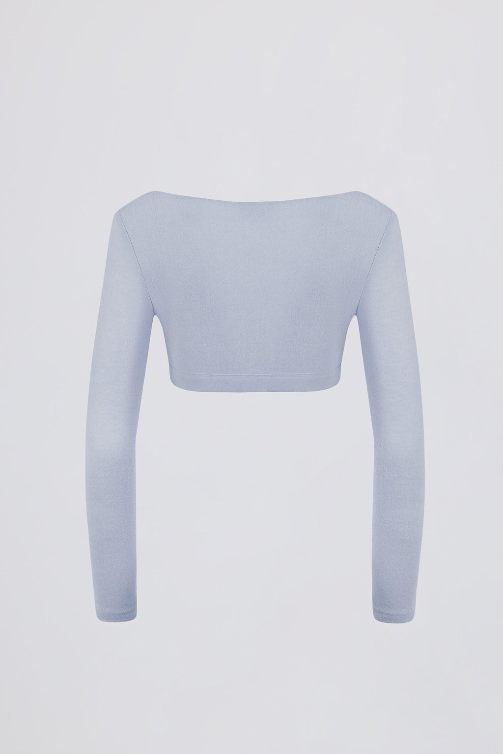 เสื้อครอปคอวีเจอร์ซี่แปรงสีฟ้าอ่อนนุ่ม