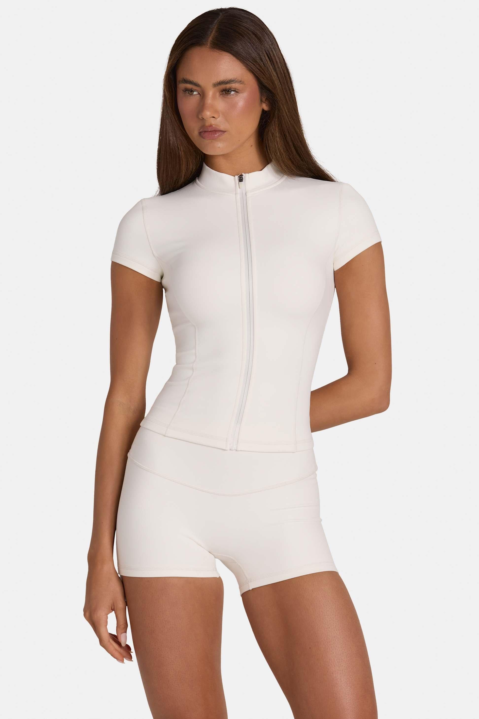 Soft Active Zip-up Top In Coconut