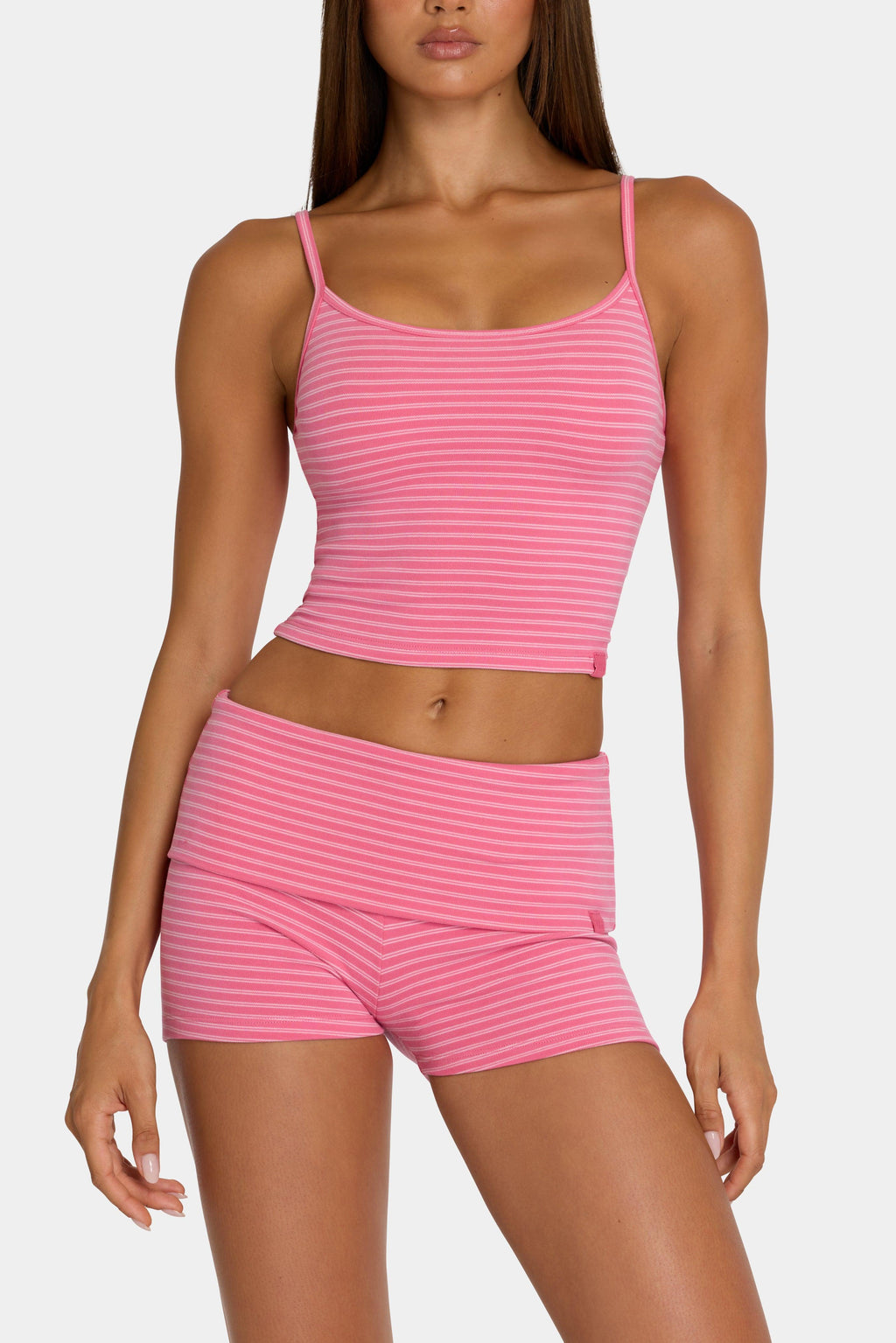 Brushed Jersey Tank Top In Pink Stripe